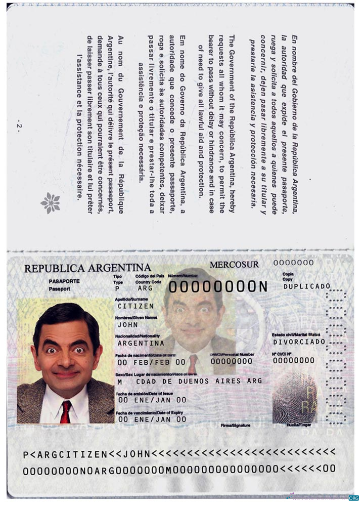 Премиум Скачать Аргентина Паспорт 2012 Настоящее Время Photoshop Шаблон