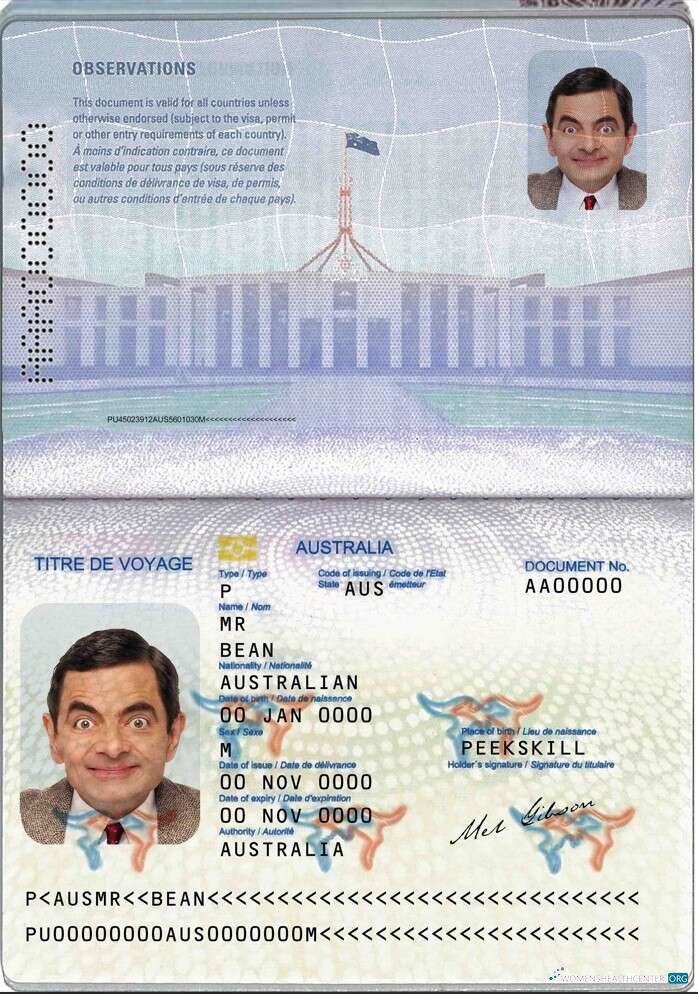 Качественный Скачать Australian Паспорт (Конвенционный Туристический Документ) Photoshop Шаблон
