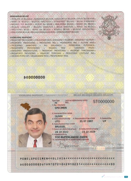 Премиум Скачать Бельгия Временный Паспорт Photoshop Шаблон