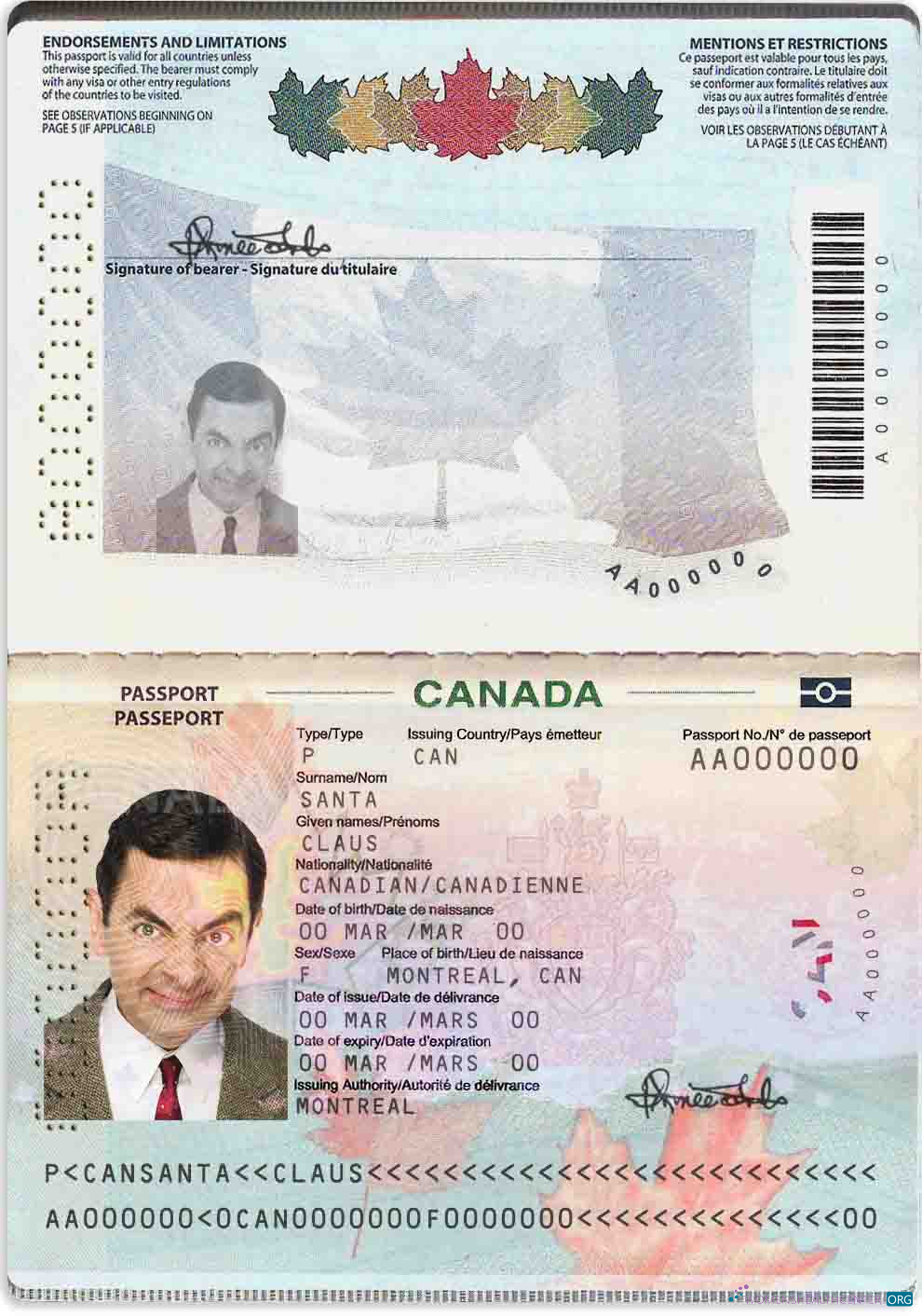 Реалистичный Скачать Канада Паспорт (2010 – Настоящее Время) Photoshop Шаблон