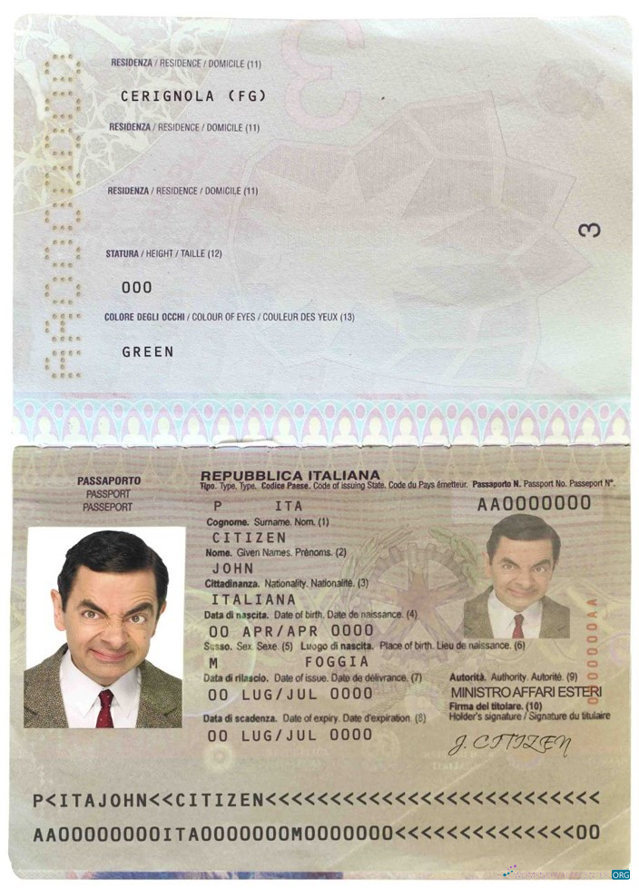 Премиум Скачать Италия Паспорт Photoshop Шаблон