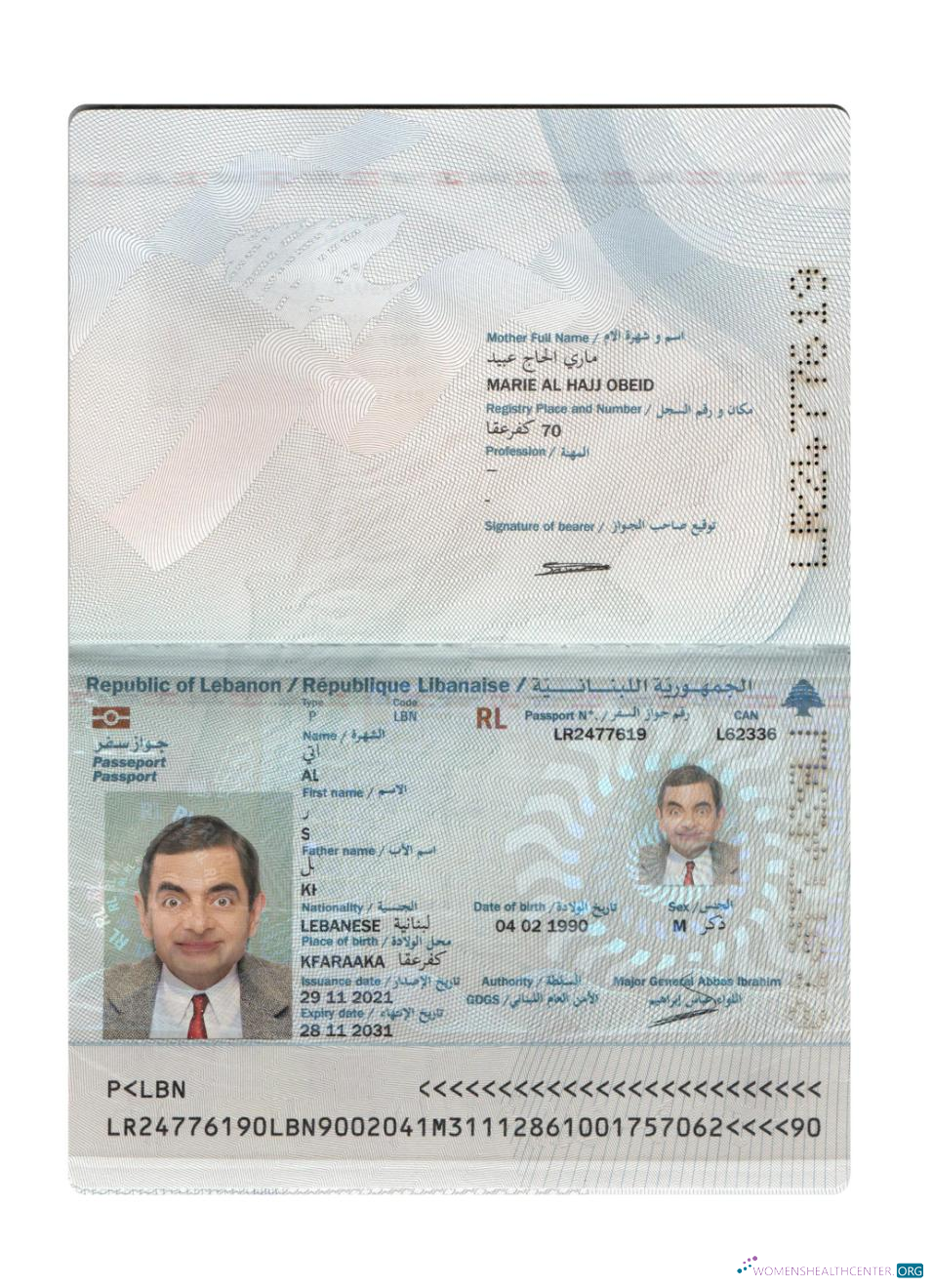 Реалистичный Скачать Ливан Паспорт 2021 Настоящее Время Photoshop Шаблон