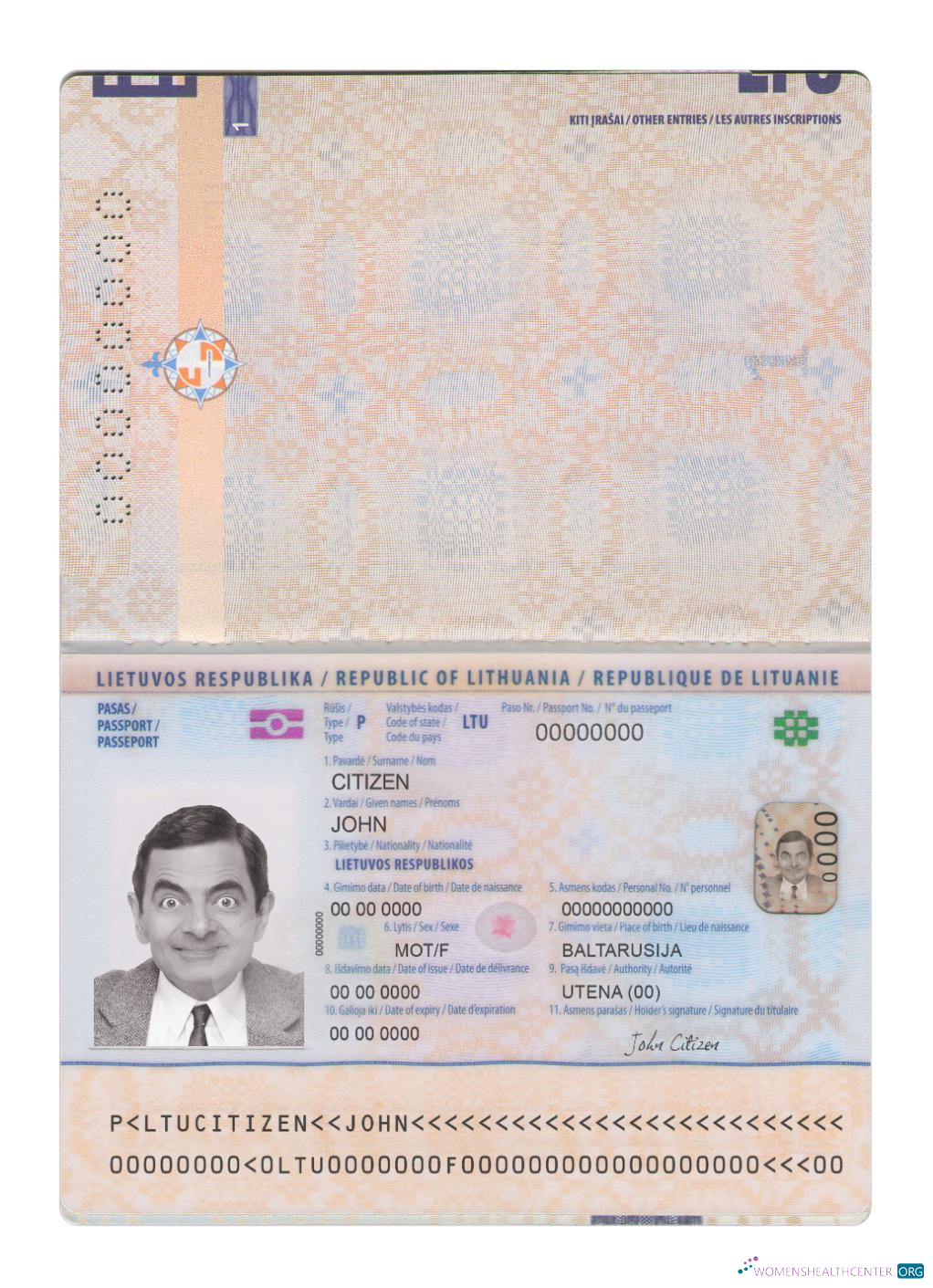 Реалистичный Скачать Литва Паспорт Новый 2021 Настоящее Время Photoshop Шаблон
