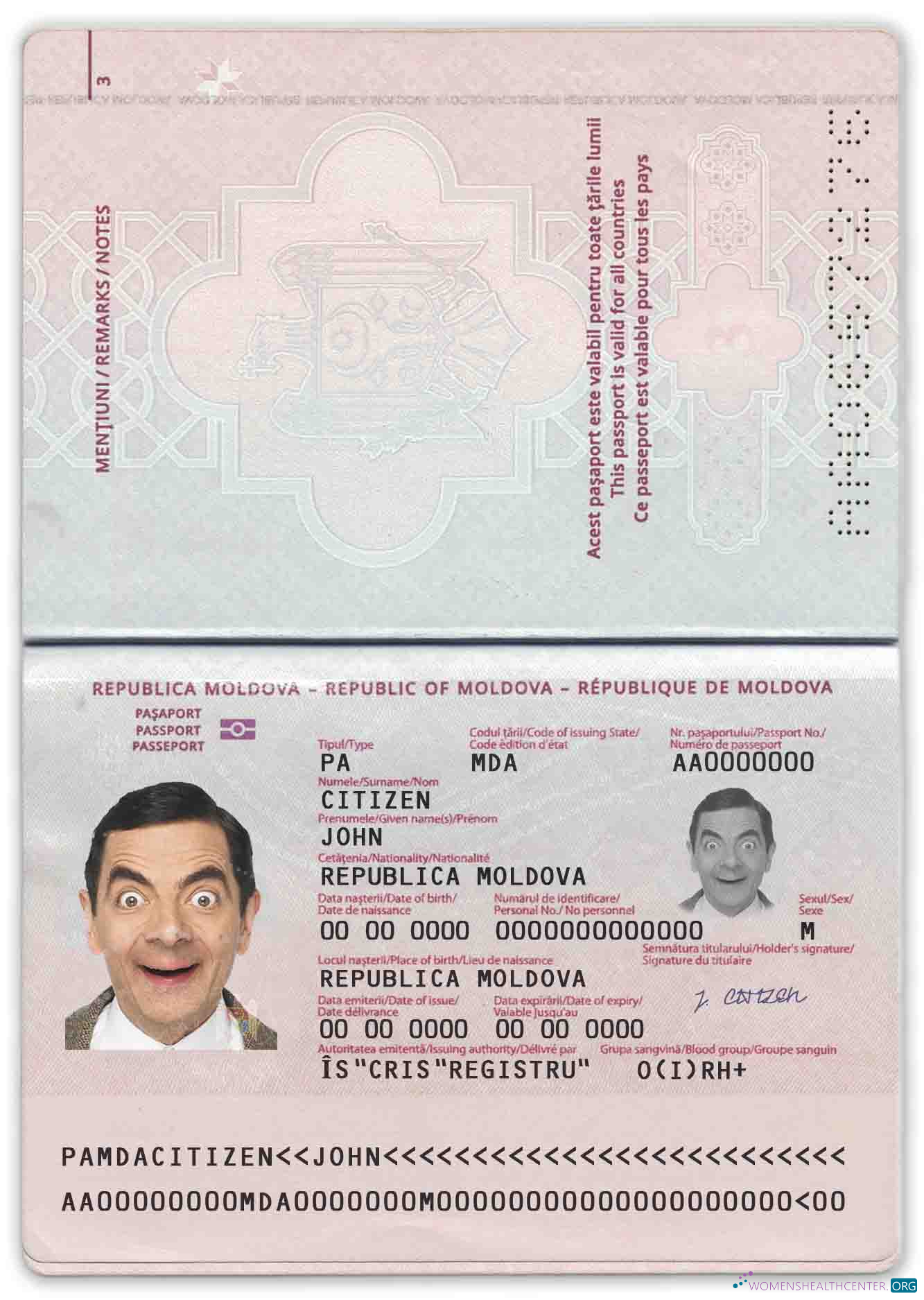 Реалистичный Скачать Молдова Паспорт (2014 – Настоящее Время) Photoshop Шаблон
