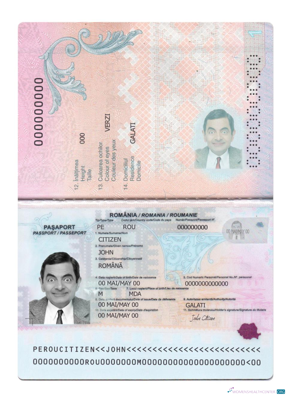 Реалистичный Скачать Румыния Паспорт 2021 Настоящее Время Photoshop Шаблон