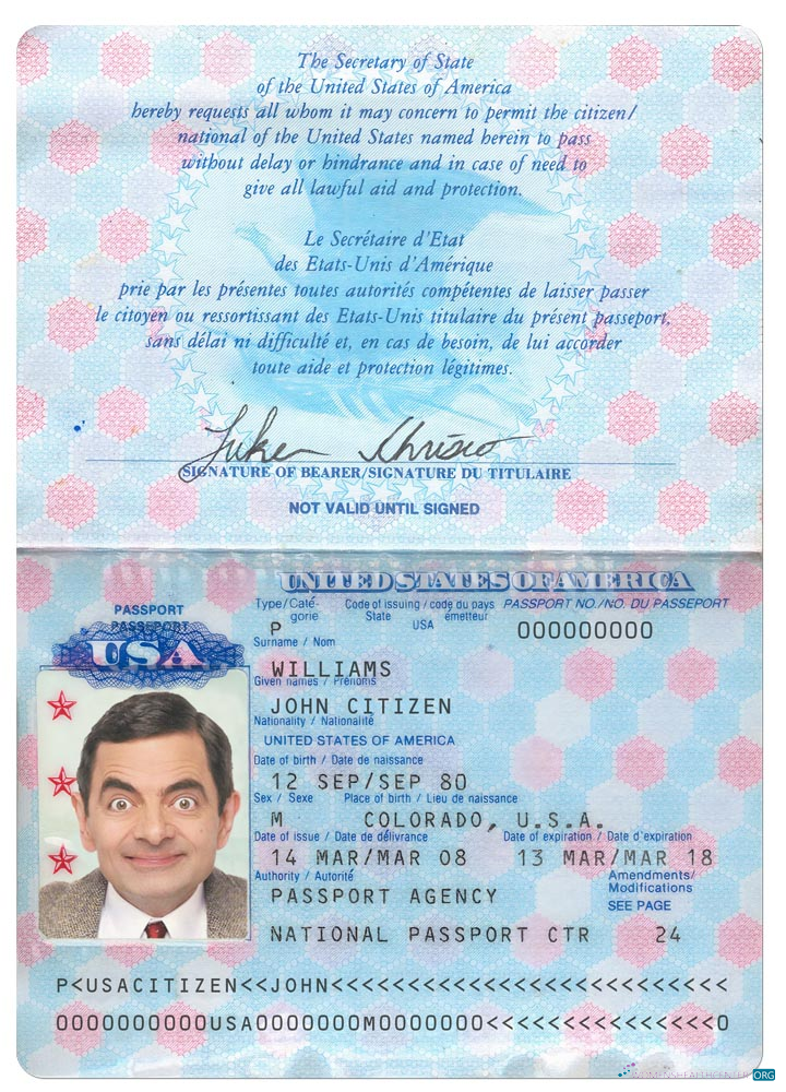 Профессиональный Скачать USA Паспорт Pre 2007 Photoshop Шаблон