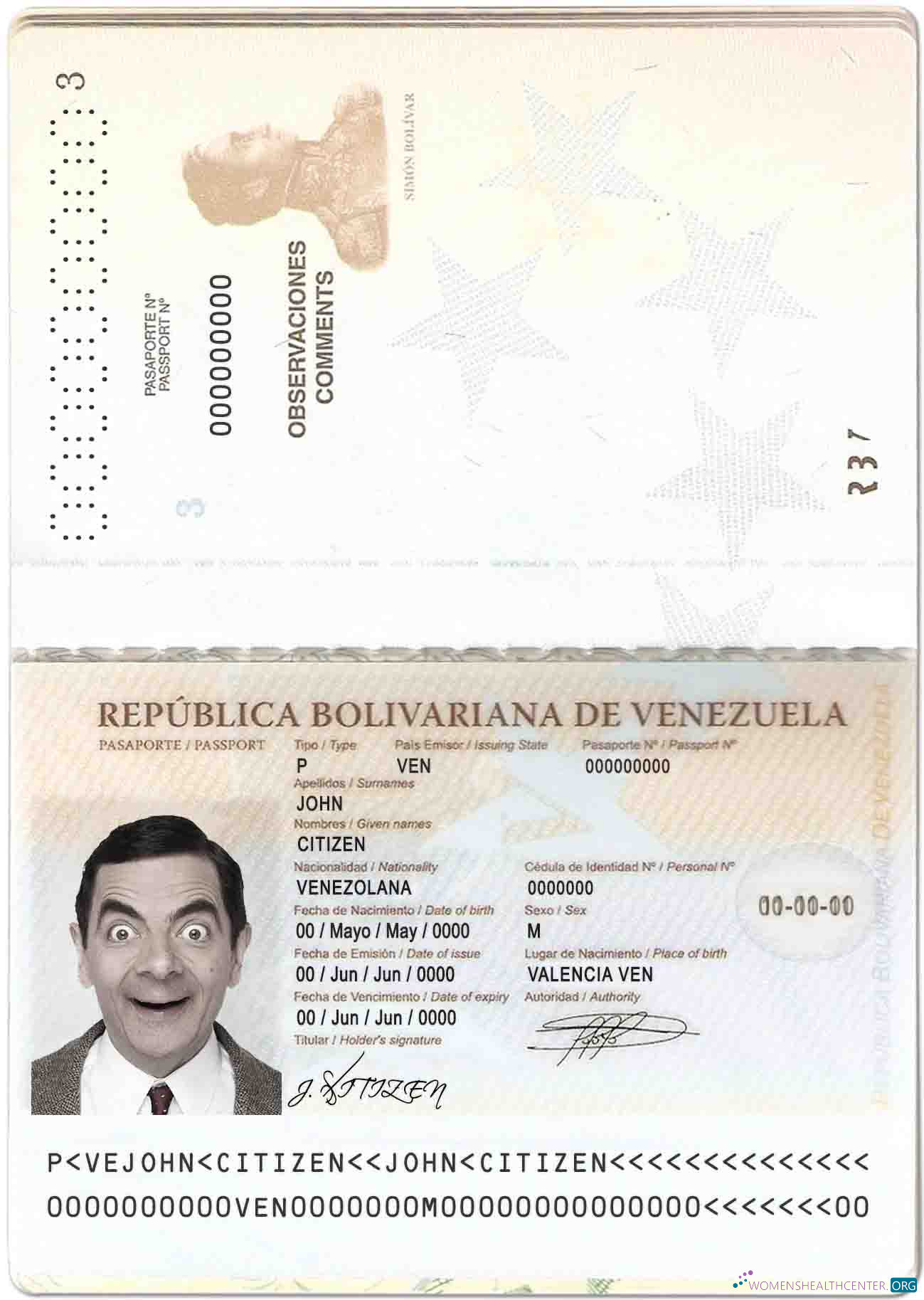 Премиум Скачать Венесуэла Паспорт Photoshop Шаблон