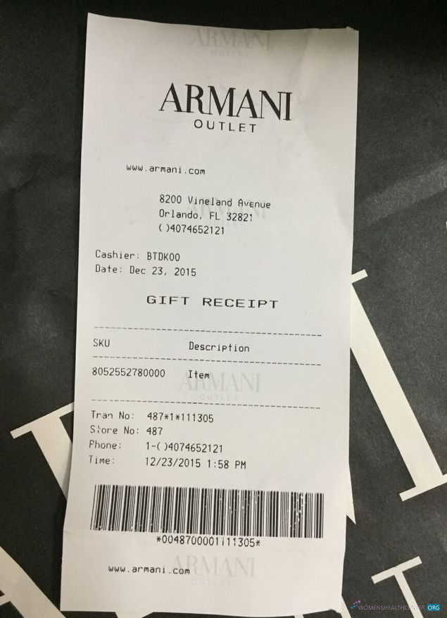 Редактируемый Скачать Armani Outlet Payment Receipt Photoshop Шаблон