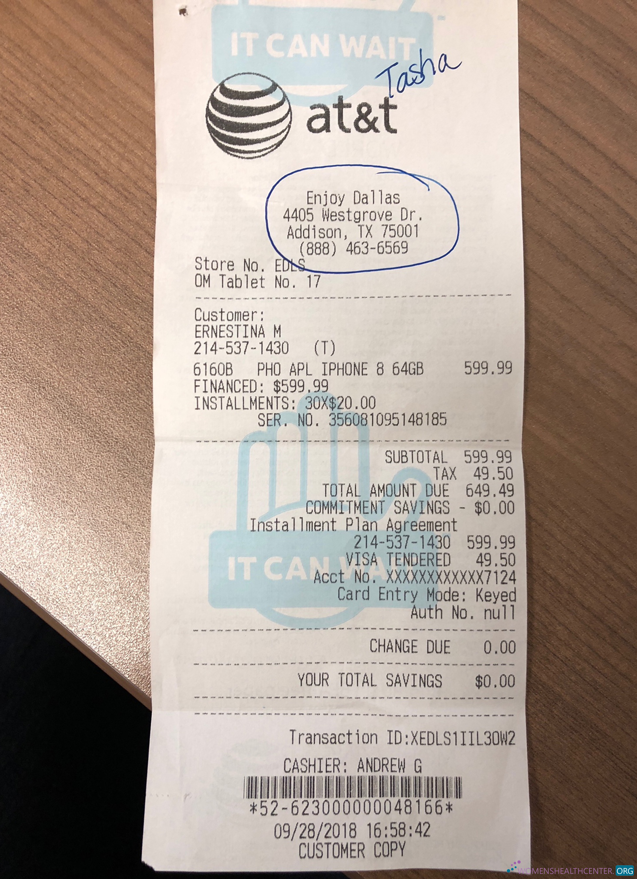 Реалистичный Скачать At&t Компания Payment Receipt Photoshop Шаблон