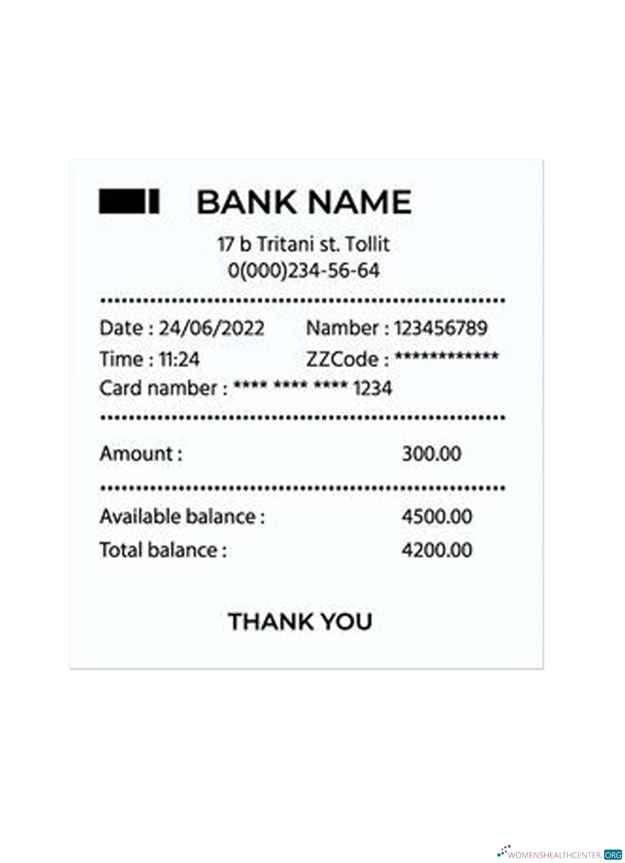 Реалистичный Скачать Банк Payment Receipt Photoshop Шаблон