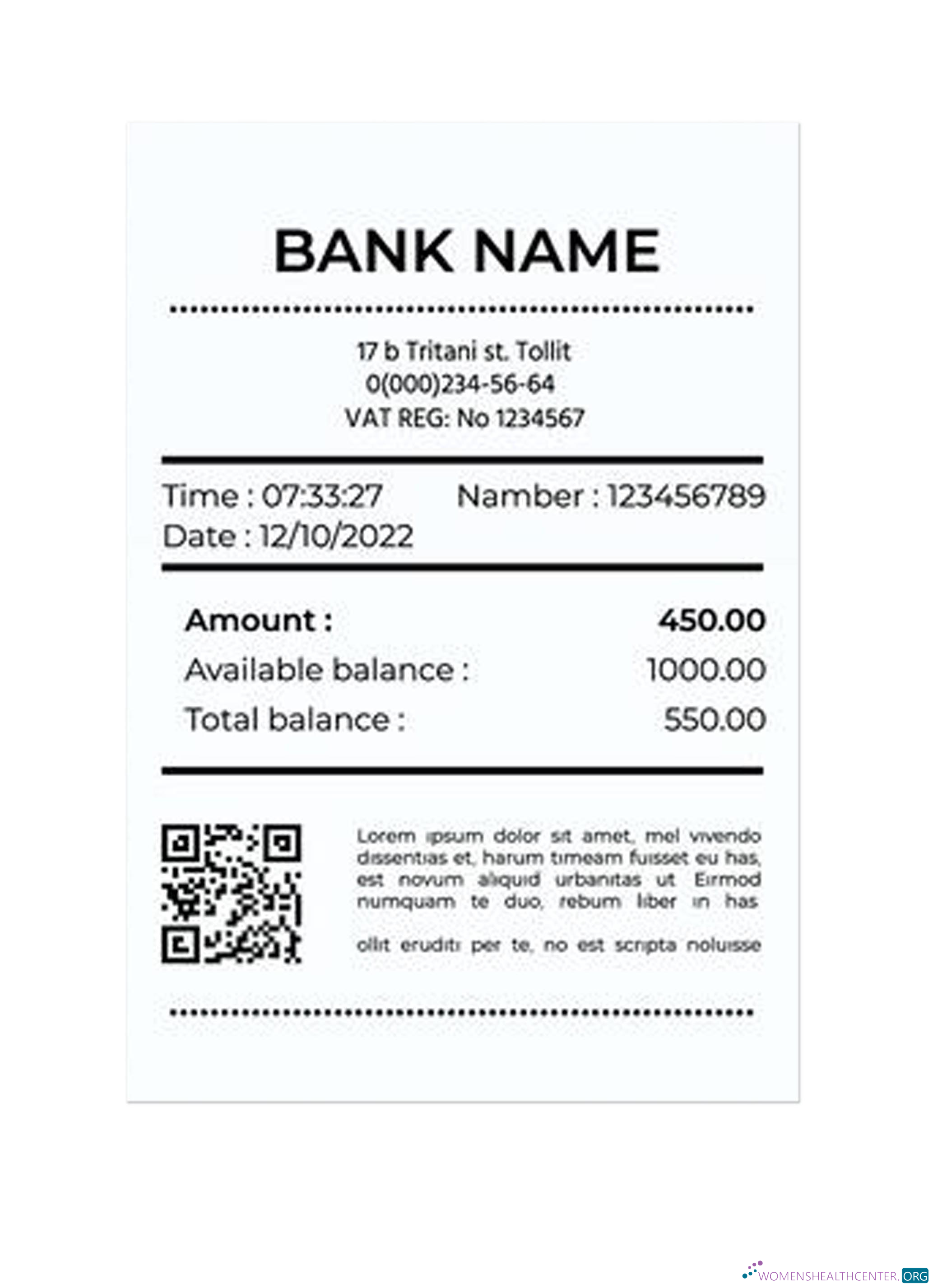 Профессиональный Скачать Банк Receipt Версия 2 Photoshop Шаблон
