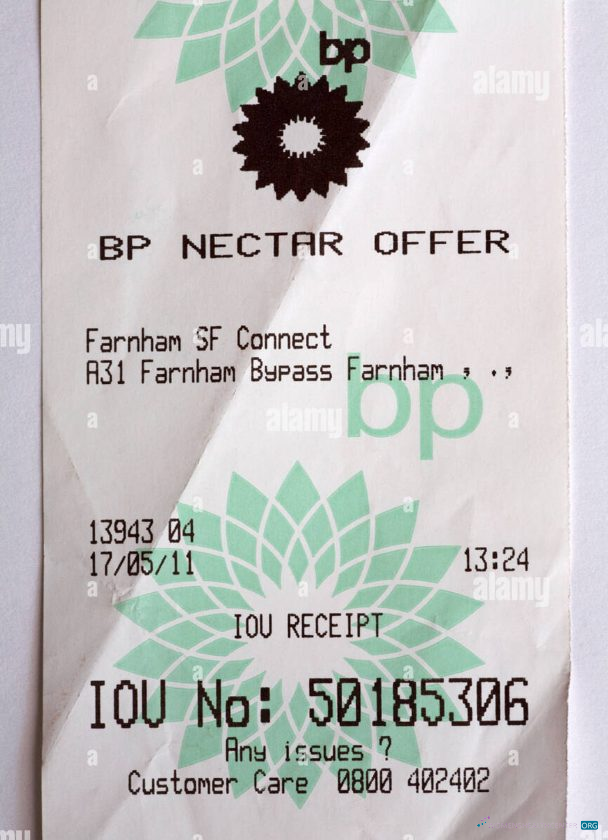 Премиум Скачать BP Nectar Rewards Payment Receipt Photoshop Шаблон