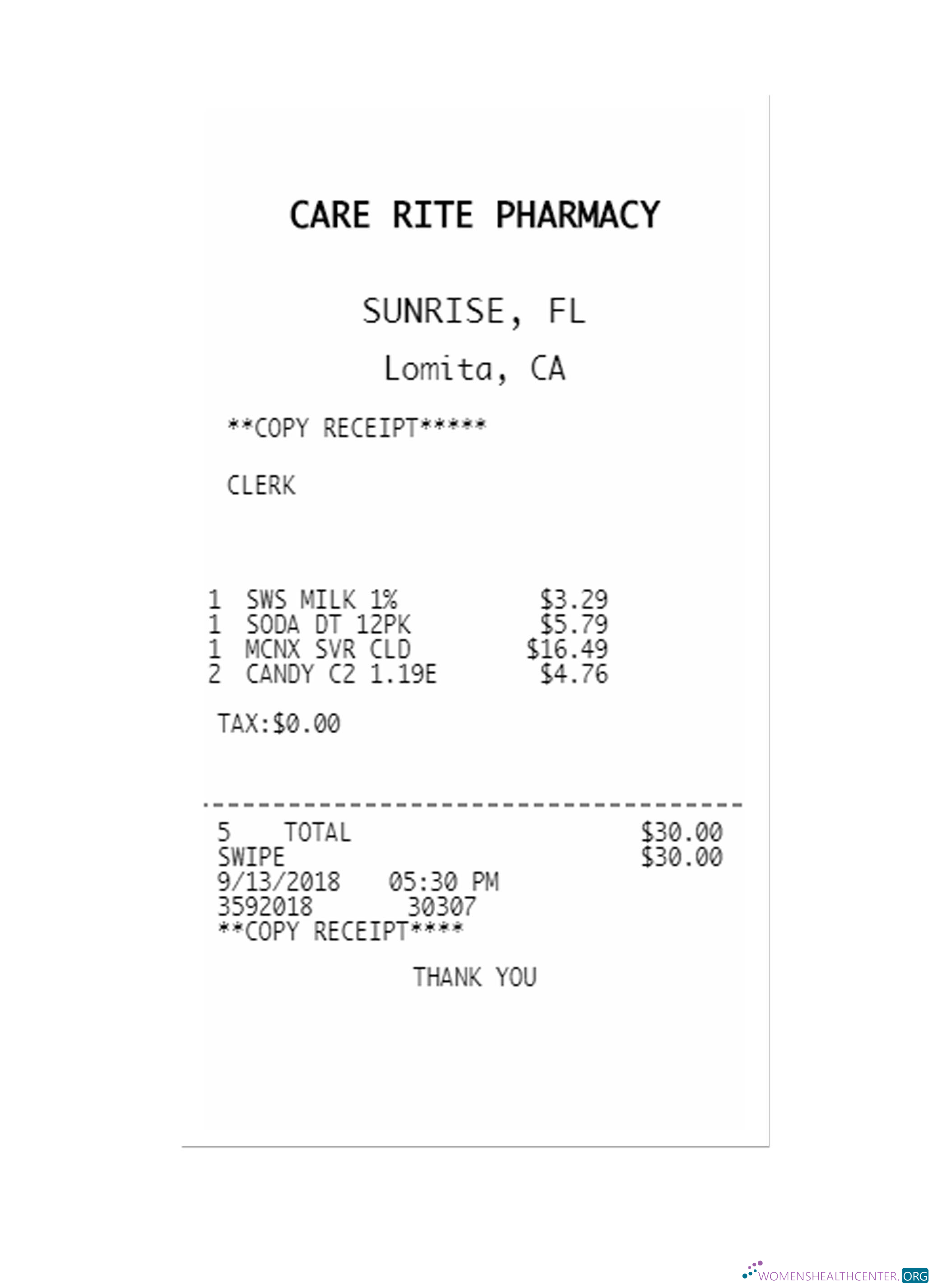Профессиональный Скачать CARE RITE PHARMACY Payment Check Photoshop Шаблон