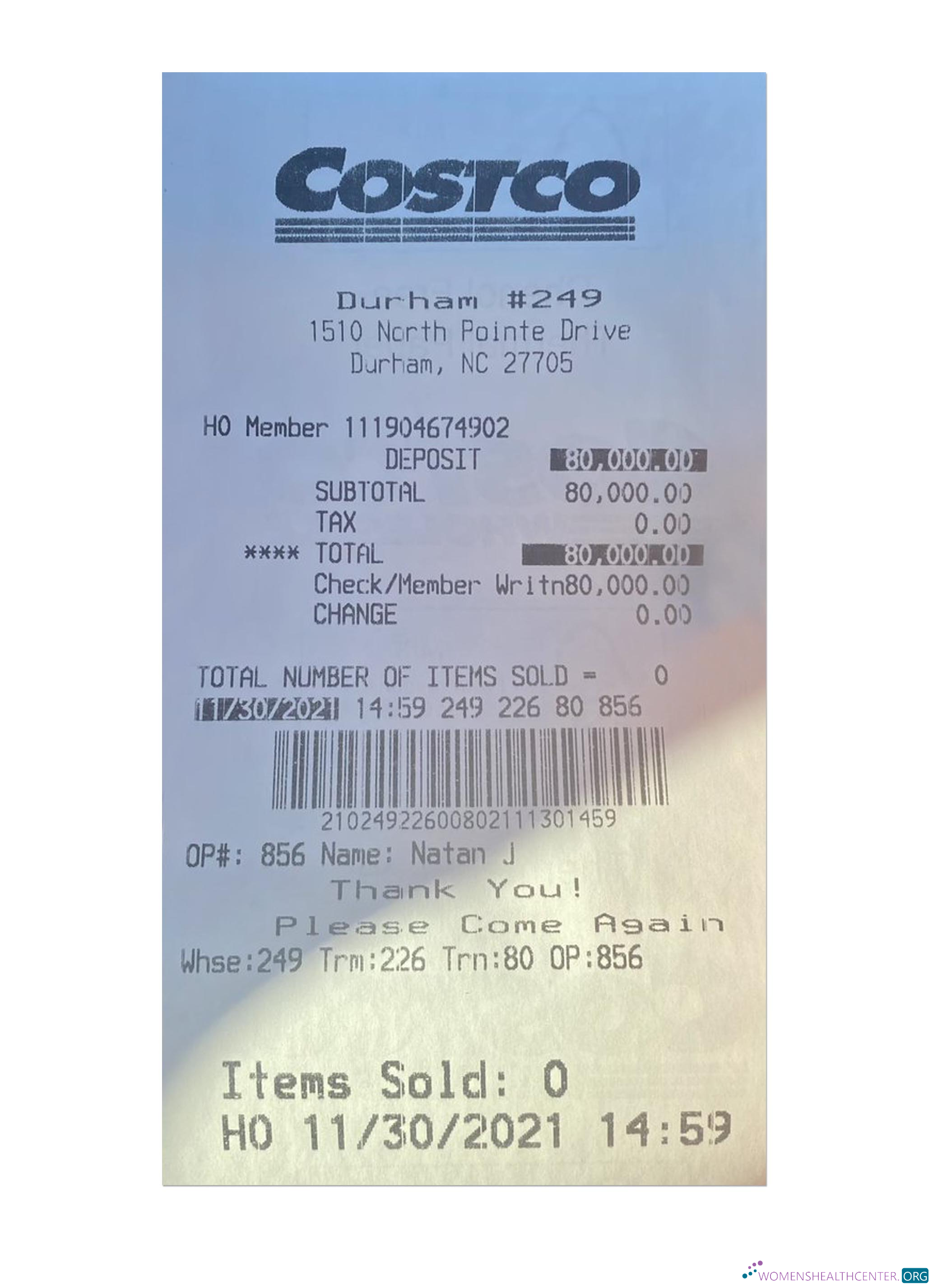 Реалистичный Скачать COSTCO Payment Receipt Photoshop Шаблон