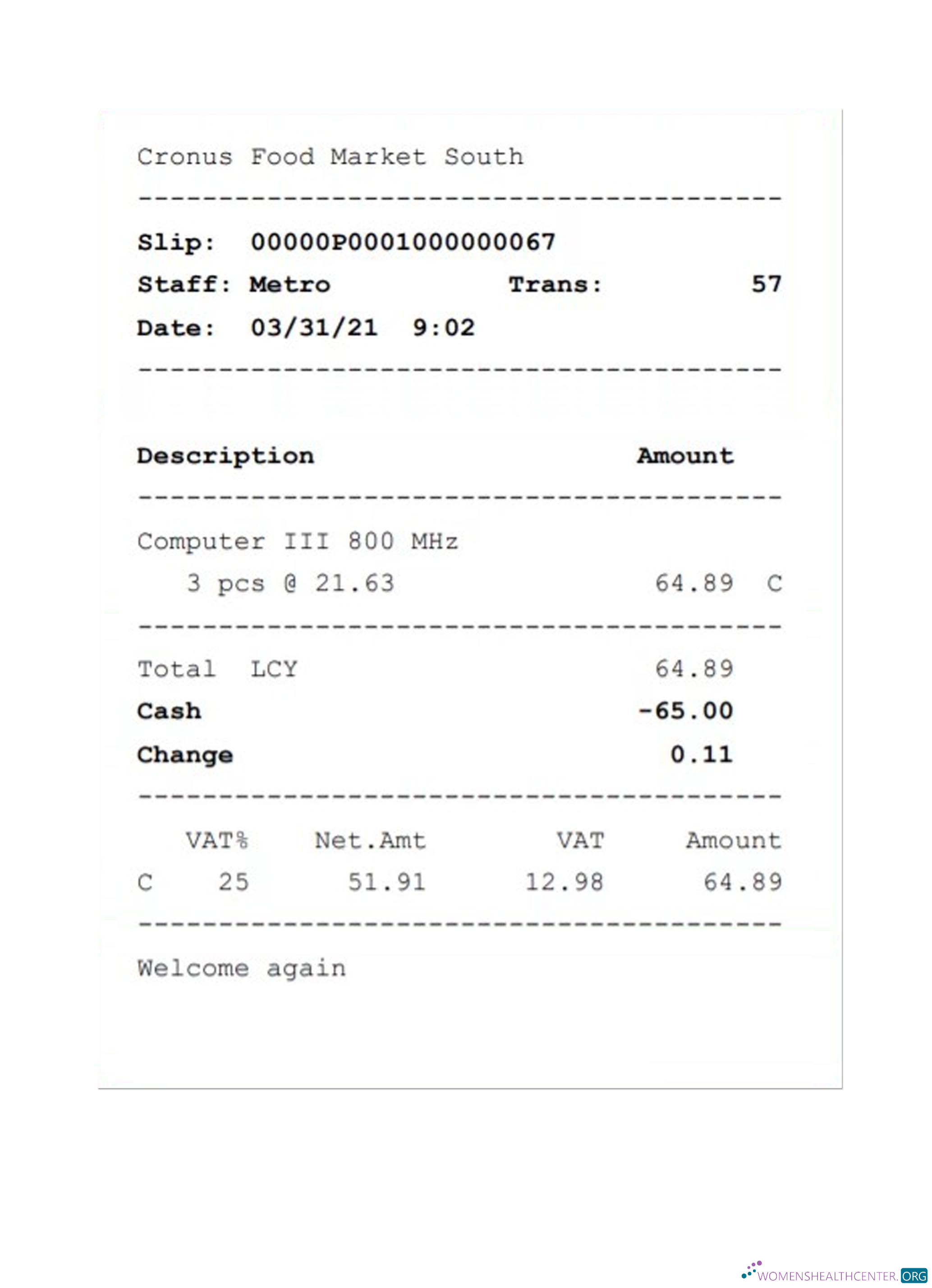 Качественный Скачать CRONUS FOOD MARKET Receipt Photoshop Шаблон