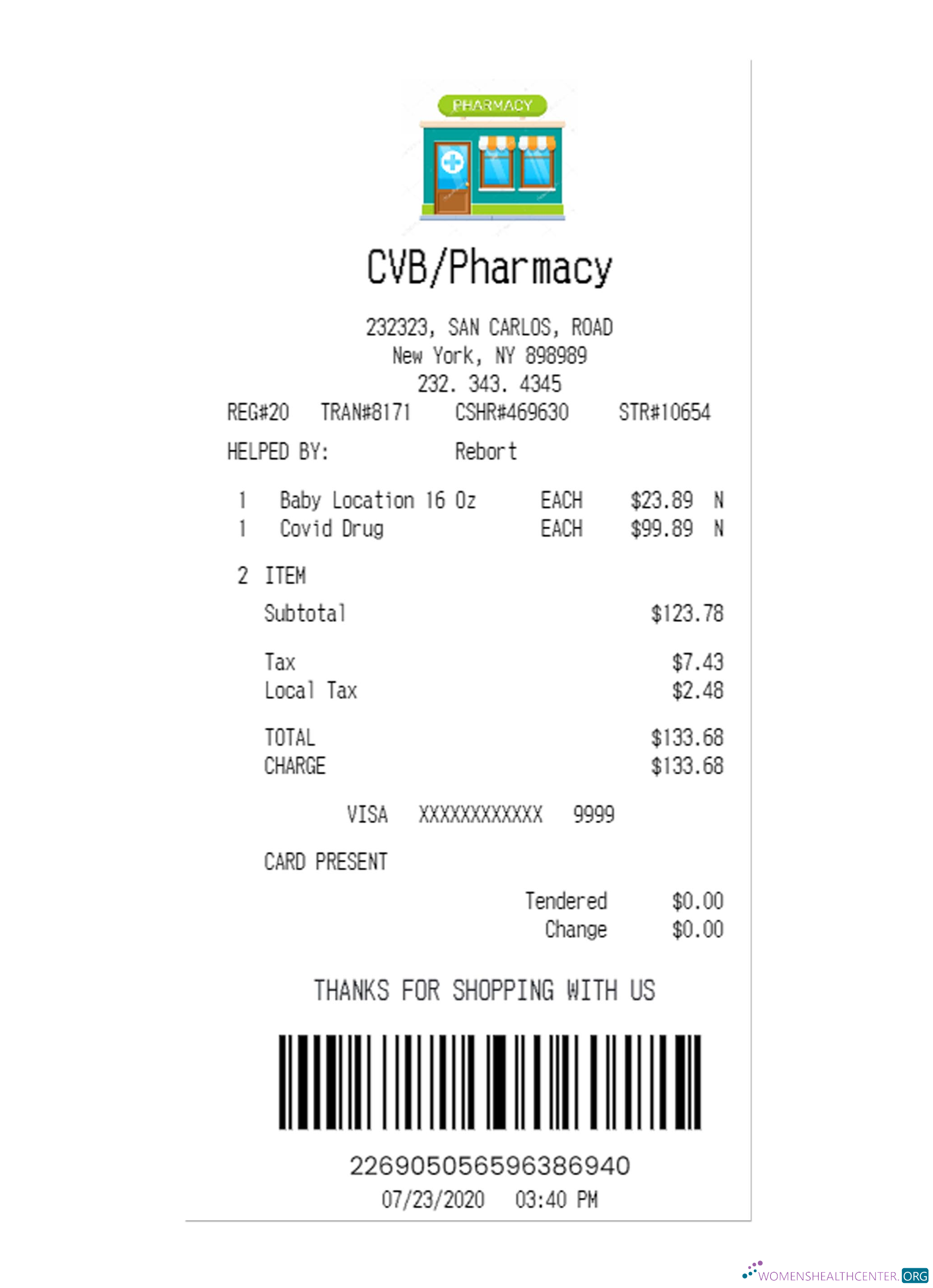 Качественный Скачать CVB PHARMACY Receipt Шаблон Photoshop Шаблон
