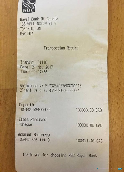 Реалистичный Скачать Канада RBC Банк Check Photoshop Шаблон