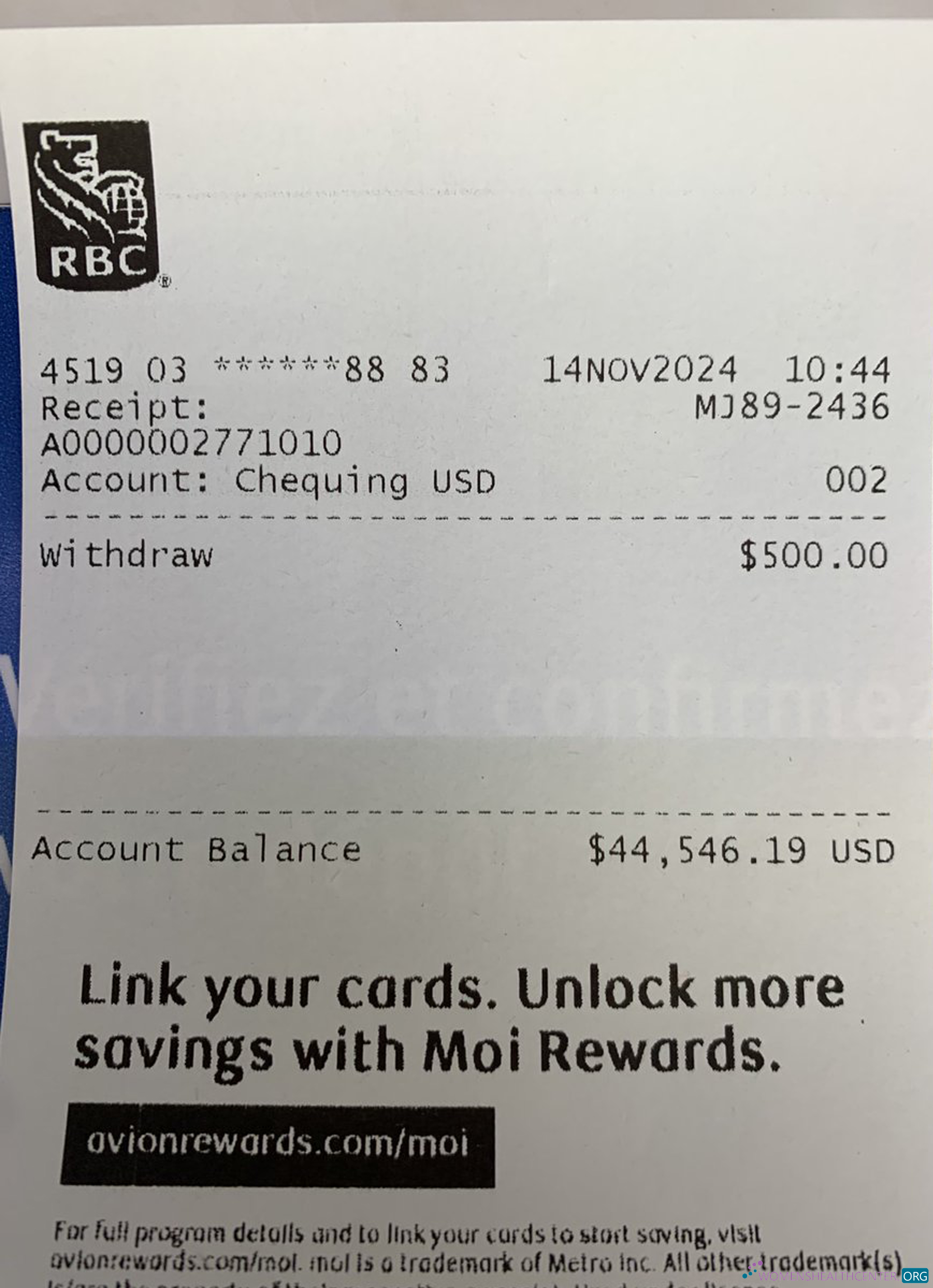 Профессиональный Скачать Канада RBC Банк Payment Check Photoshop Шаблон