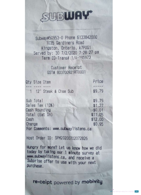Качественный Скачать Канада Subway Компания Payment Receipt Photoshop Шаблон