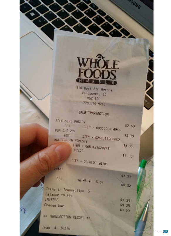 Профессиональный Скачать Канада Whole Foods Market Payment Receipt Photoshop Шаблон