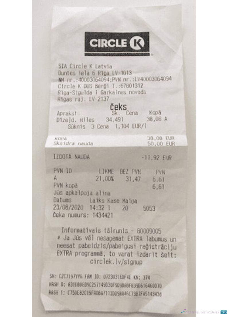 Редактируемый Скачать Circle K Store Receipt Photoshop Шаблон