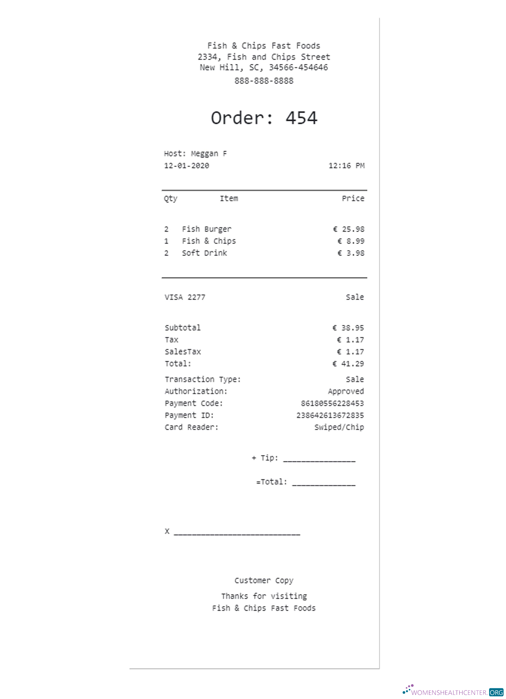 Премиум Скачать FAST FOOD Payment Receipt Photoshop Шаблон