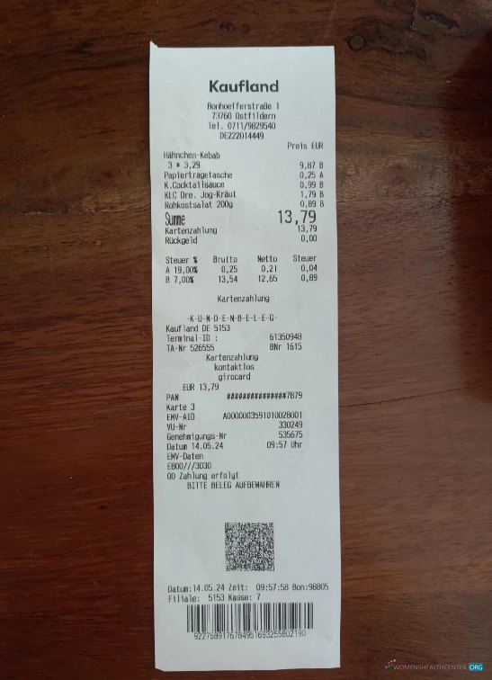 Редактируемый Скачать Германия Kaufland Payment Receipt Photoshop Шаблон
