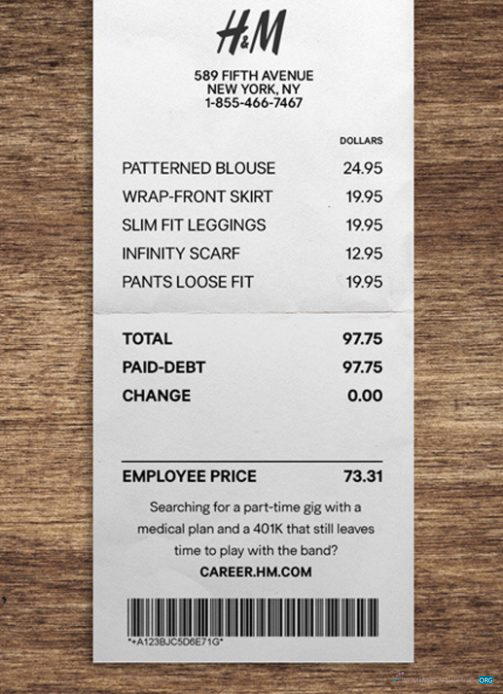 Редактируемый Скачать H&M Store Payment Check Photoshop Шаблон