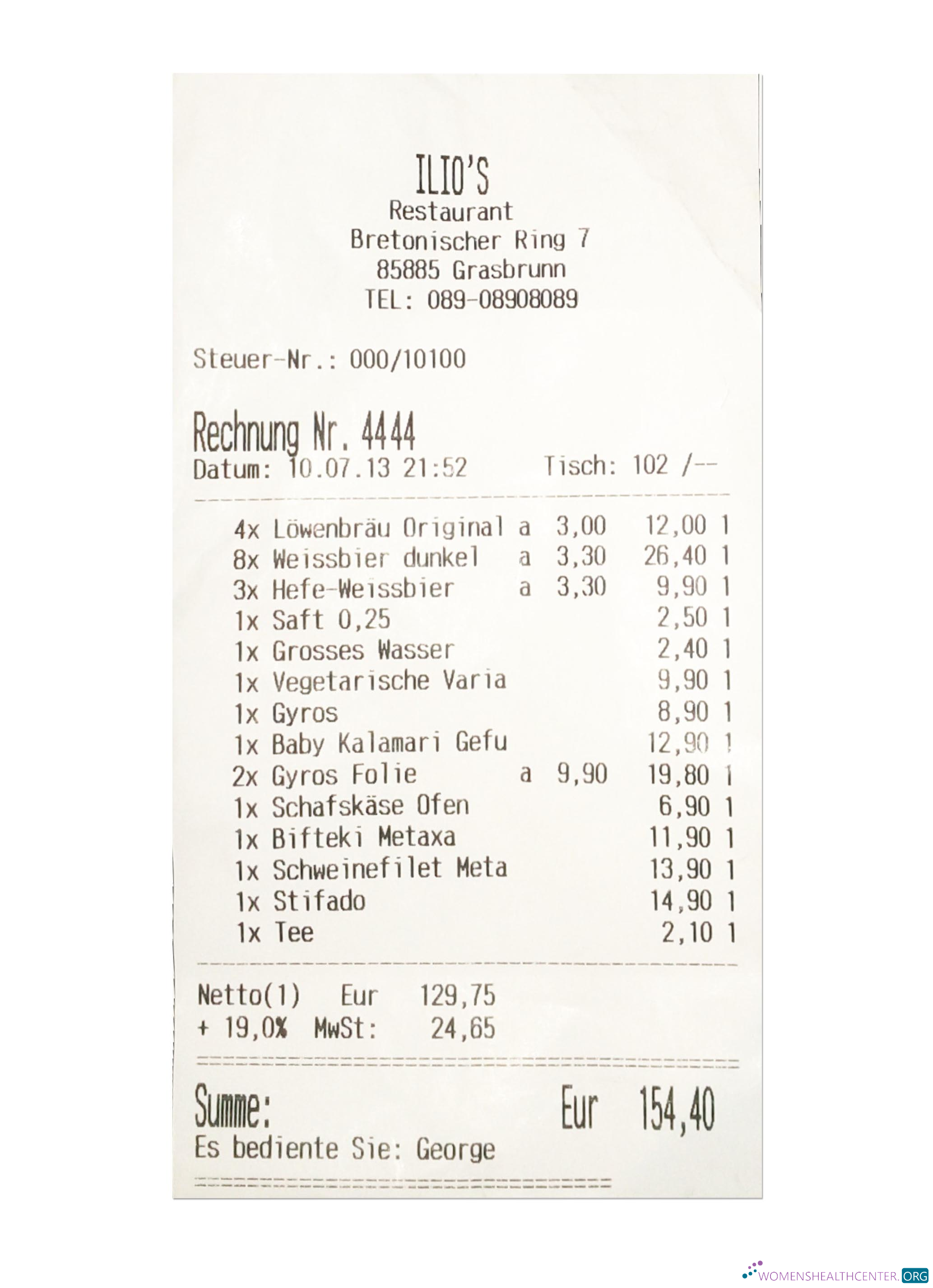 Качественный Скачать ILIO'S RESTAURANT Payment Check Photoshop Шаблон