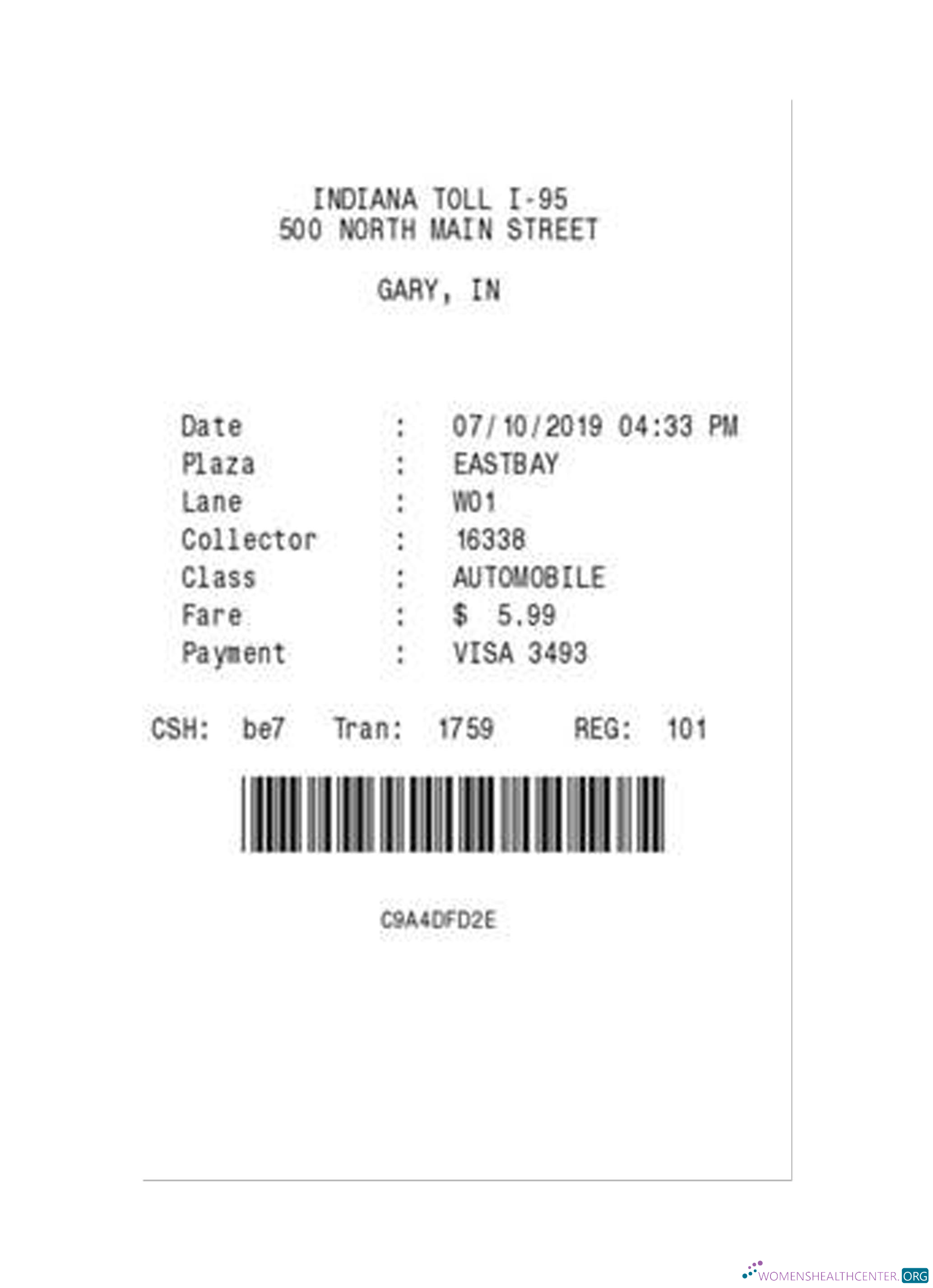Редактируемый Скачать INDIANA TOLL Payment Check Photoshop Шаблон