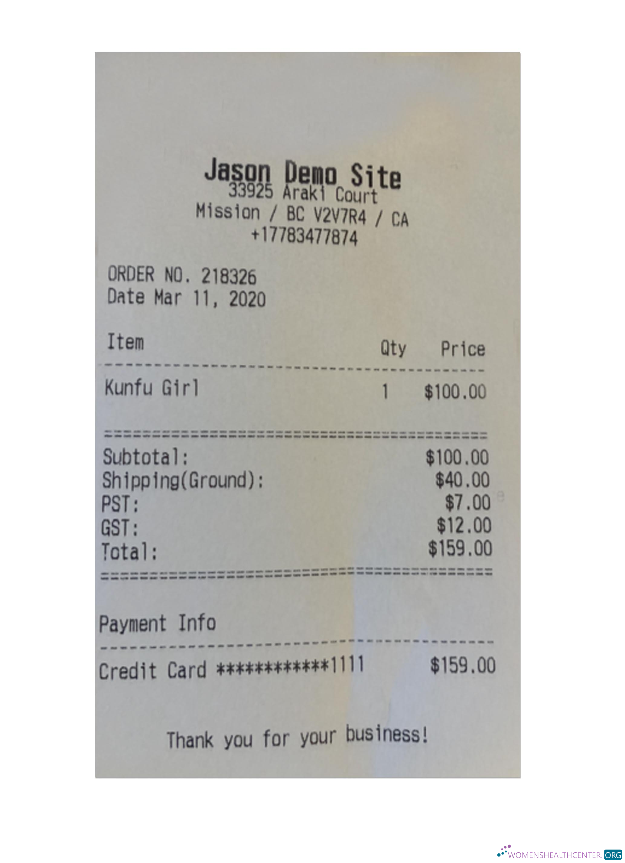Качественный Скачать JASON DEMO SITE Receipt Photoshop Шаблон