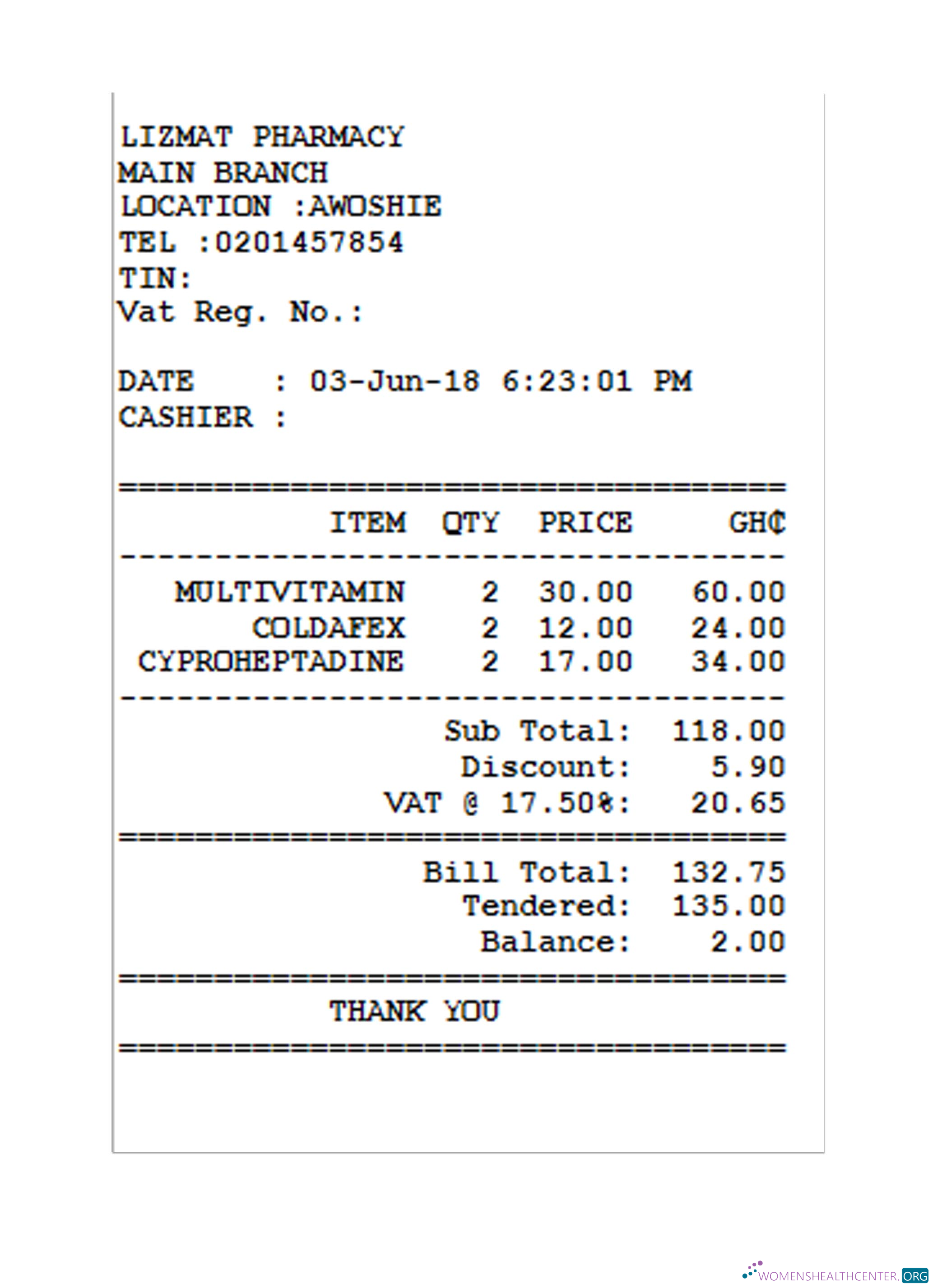 Реалистичный Скачать LIZMAT PHARMACY Receipt Photoshop Шаблон
