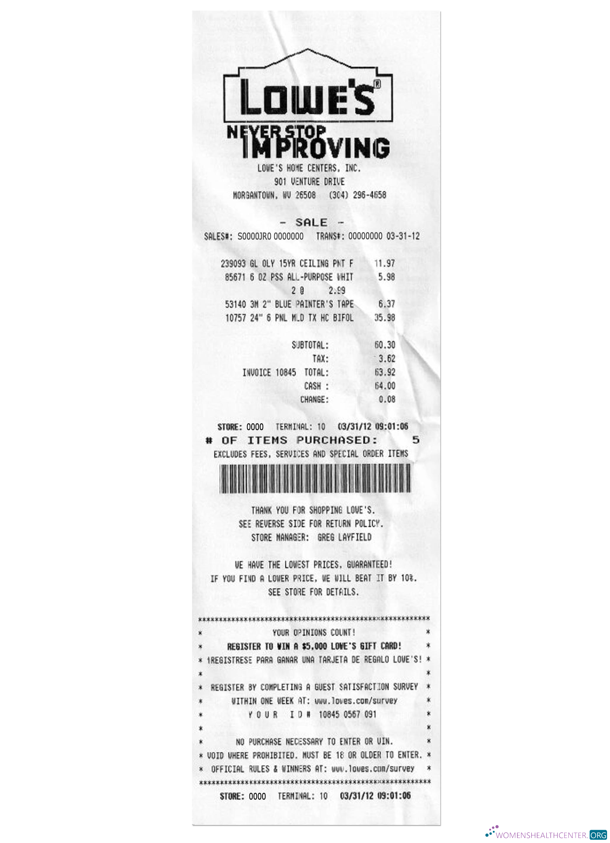 Качественный Скачать LOWES Payment Receipt Photoshop Шаблон