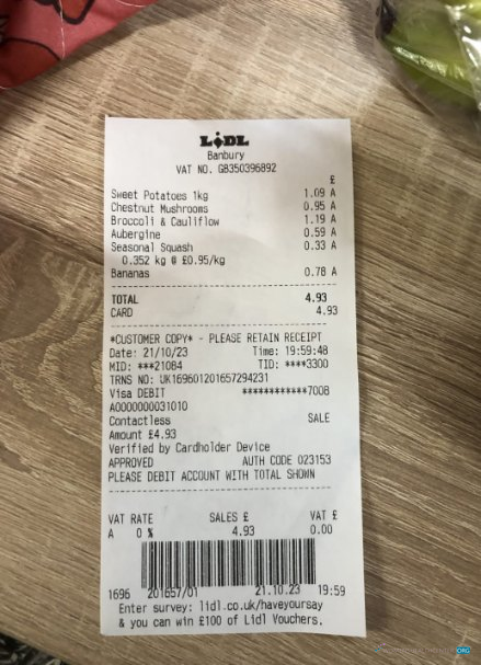 Редактируемый Скачать Lidl Supermarket Payment Check Photoshop Шаблон
