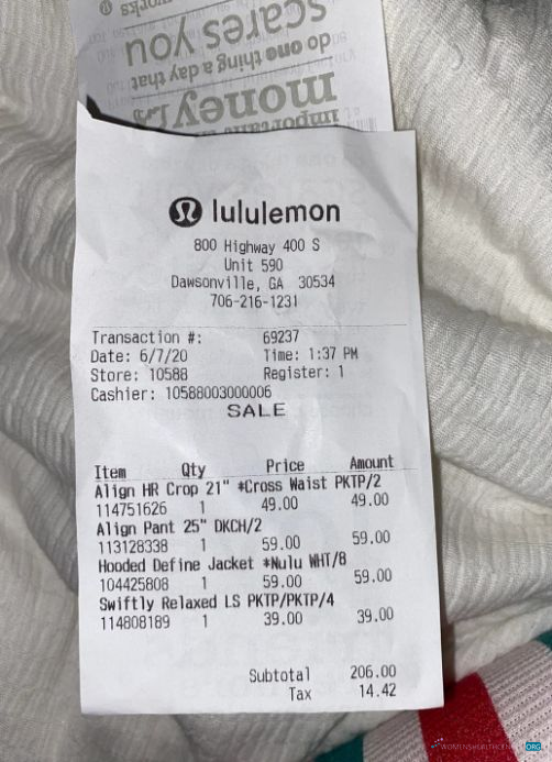 Премиум Скачать Lululemon Store Payment Receipt Photoshop Шаблон