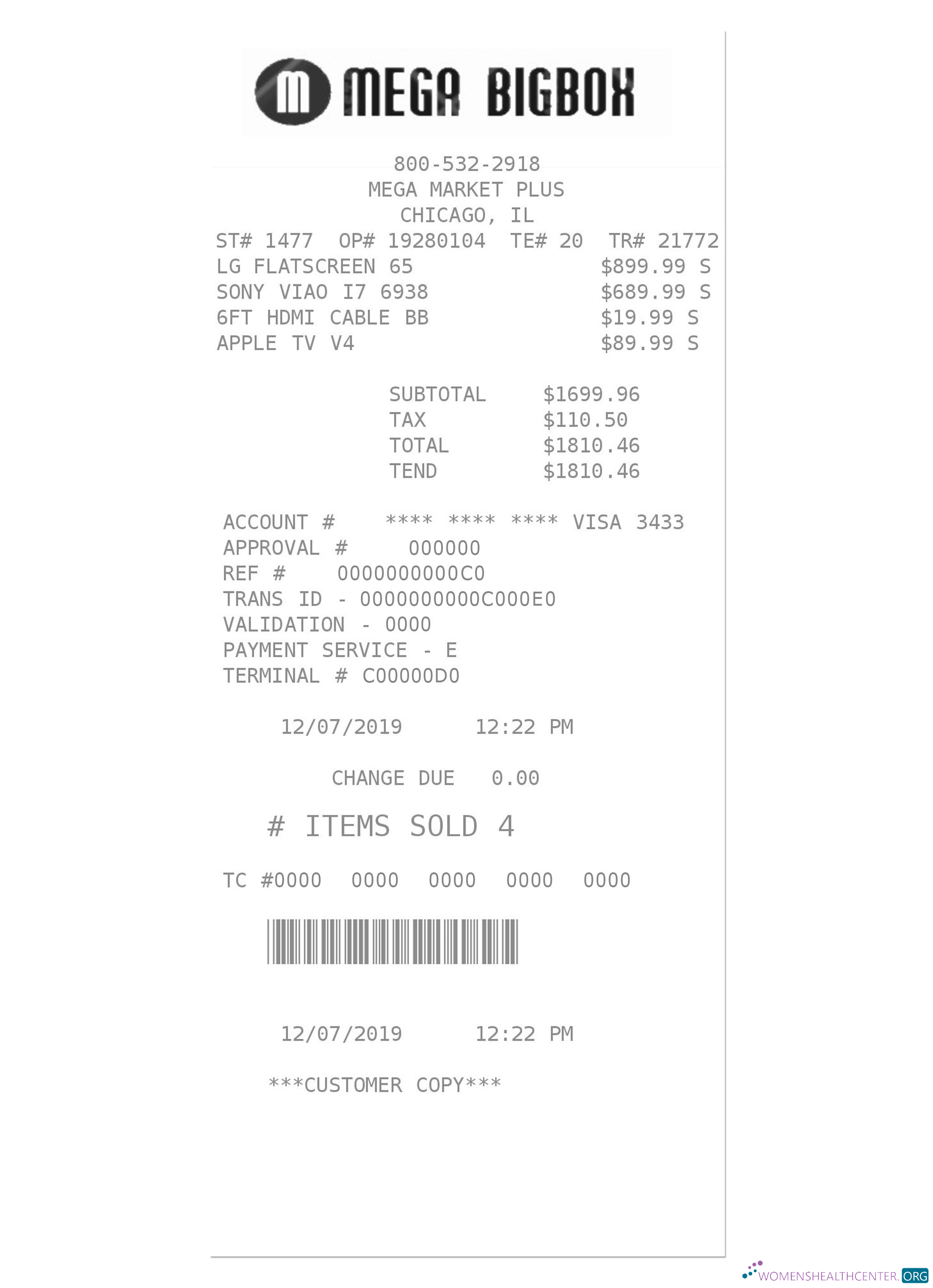 Редактируемый Скачать MEGA BIGBOX Payment Receipt Photoshop Шаблон
