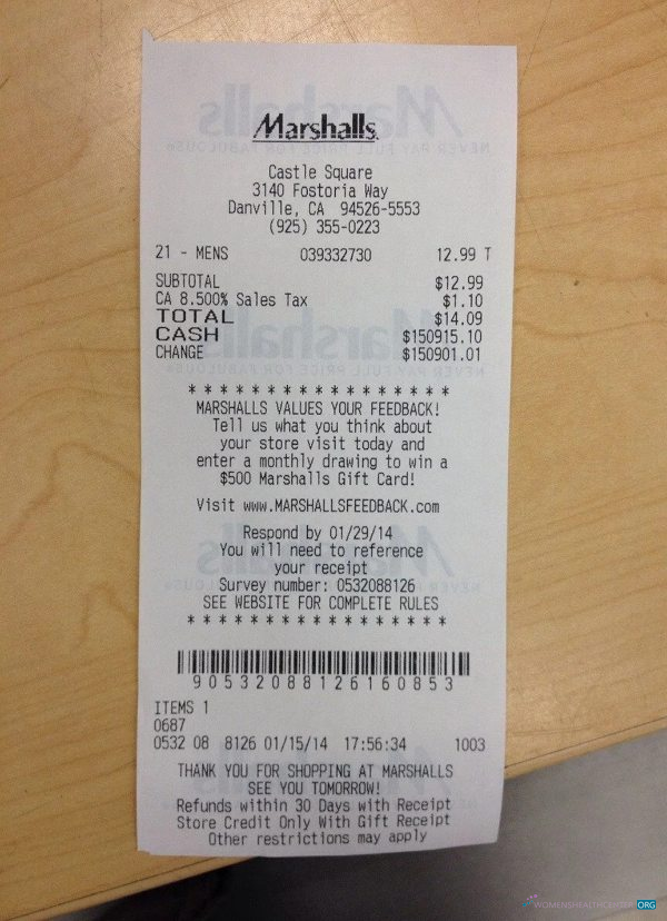 Профессиональный Скачать Marshalls Store Payment Check Photoshop Шаблон