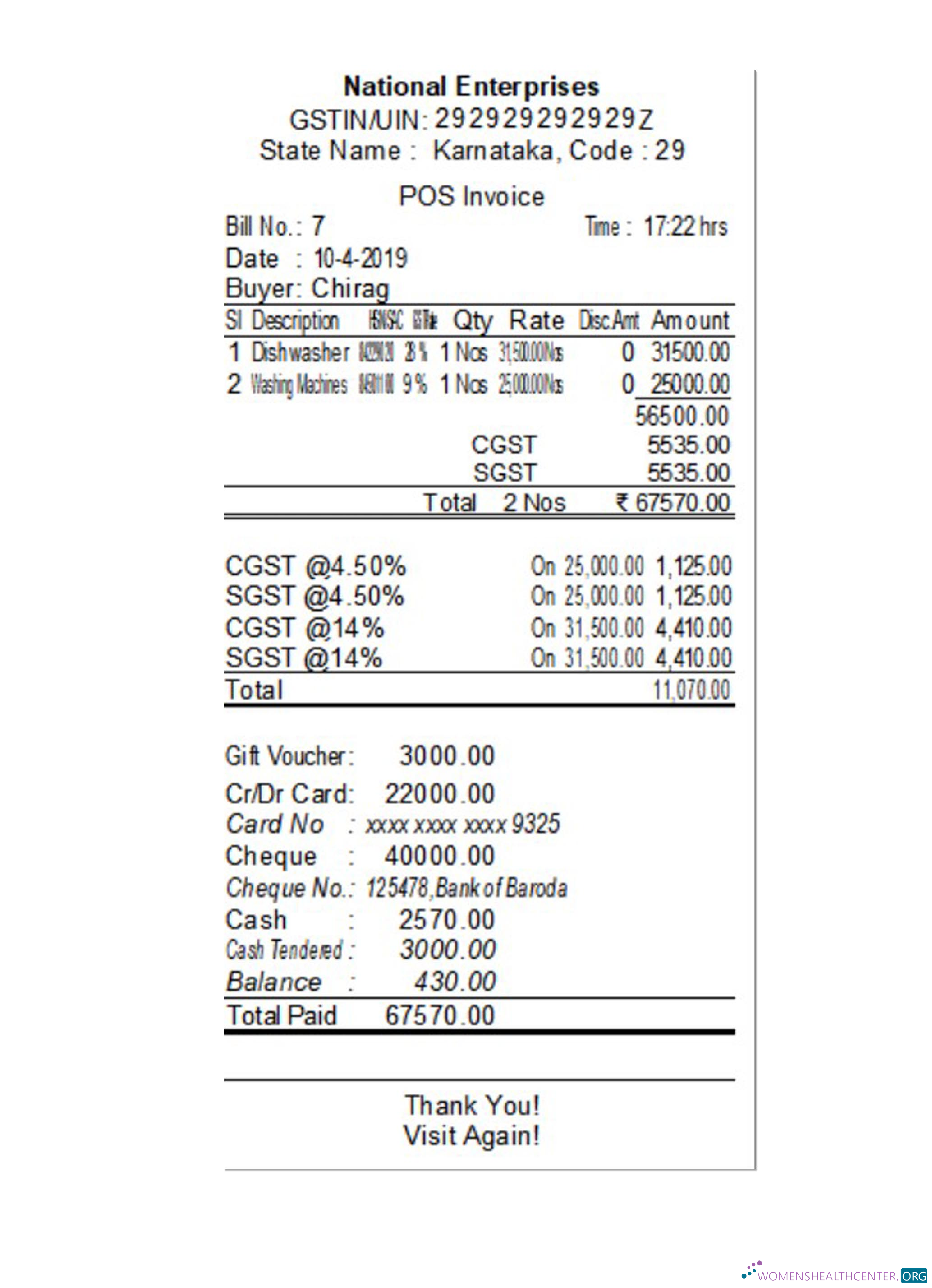 Профессиональный Скачать Национальный ENTERPRISES Payment Receipt Photoshop Шаблон