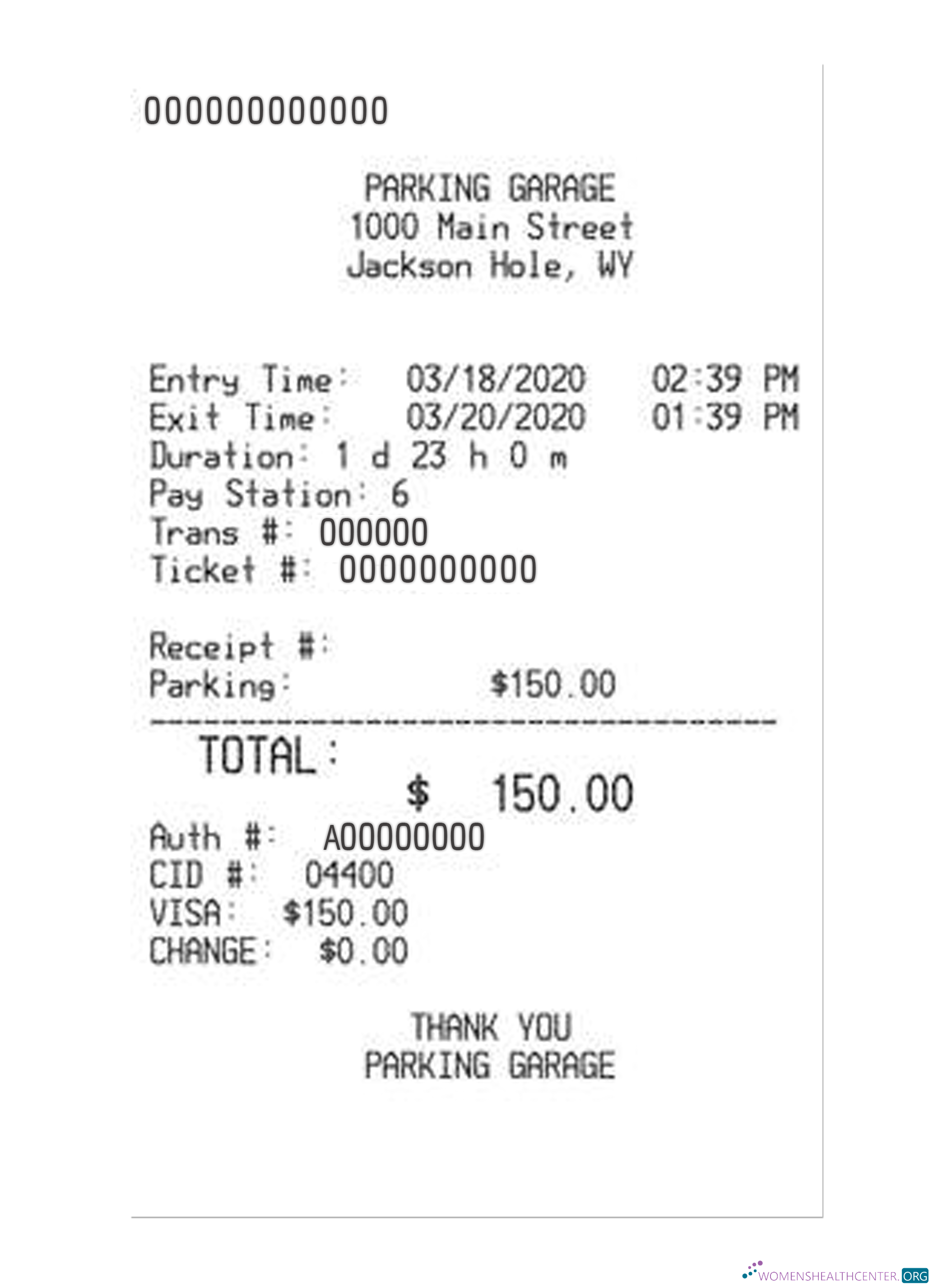 Профессиональный Скачать PARKING GARAGE Payment Receipt Photoshop Шаблон