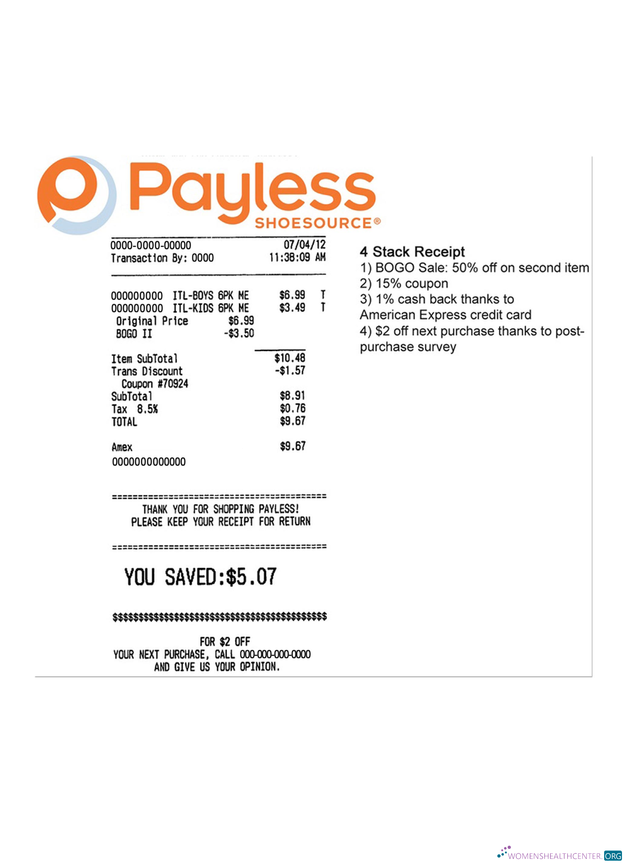 Профессиональный Скачать PAYLESS Payment Check Photoshop Шаблон