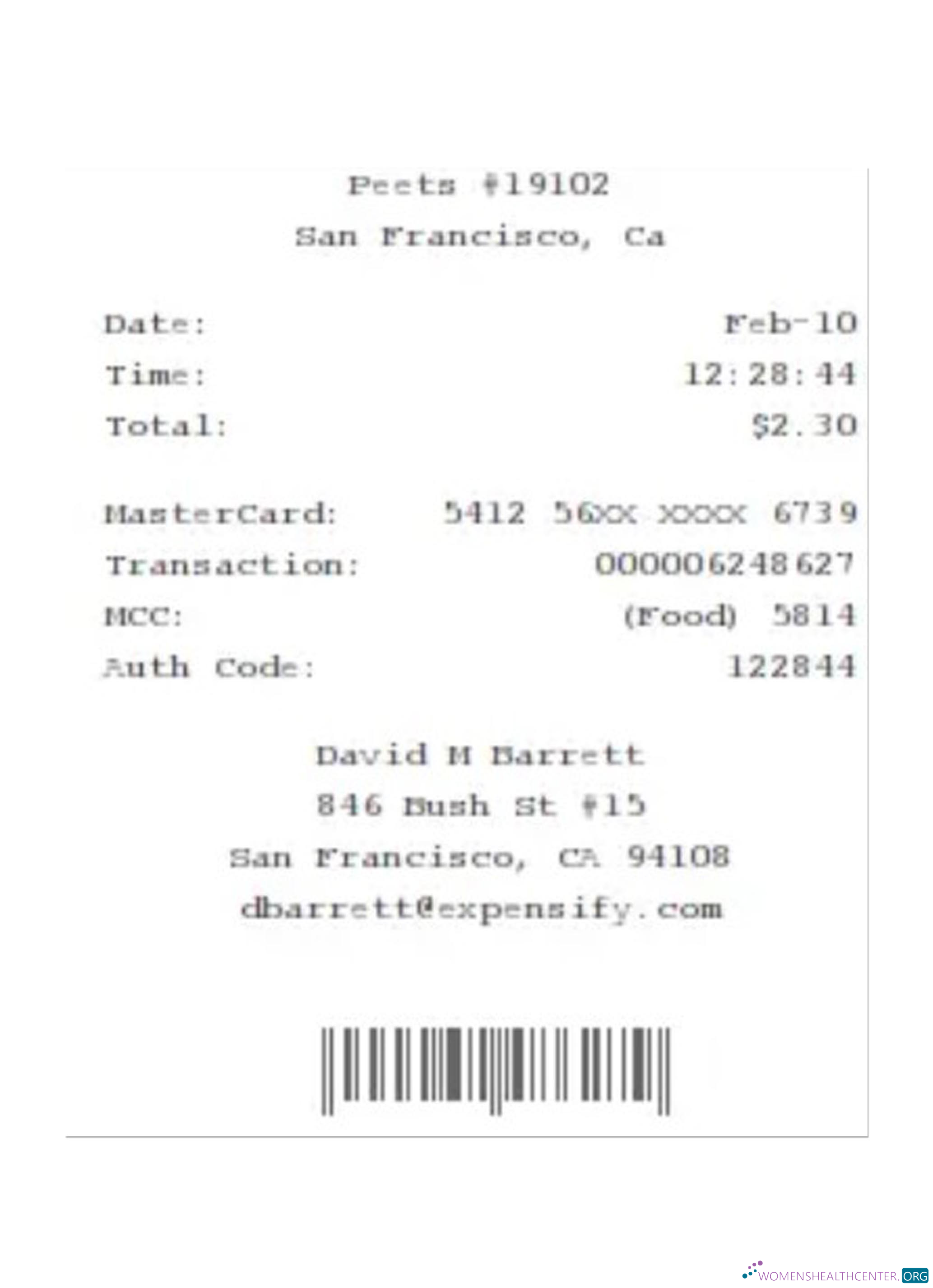 Реалистичный Скачать PEETS Payment Receipt Photoshop Шаблон