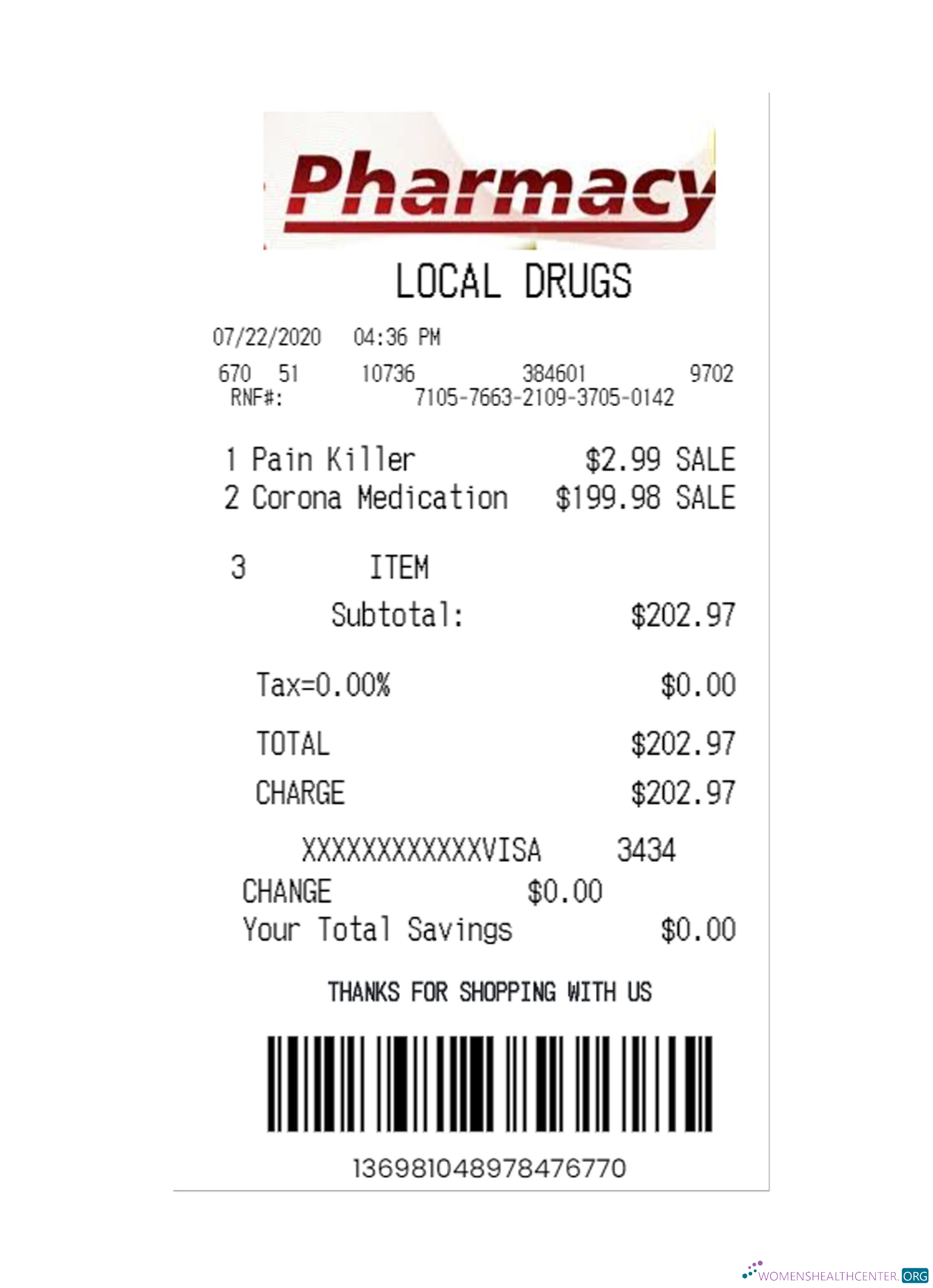 Реалистичный Скачать PHARMACY Payment Receipt Photoshop Шаблон