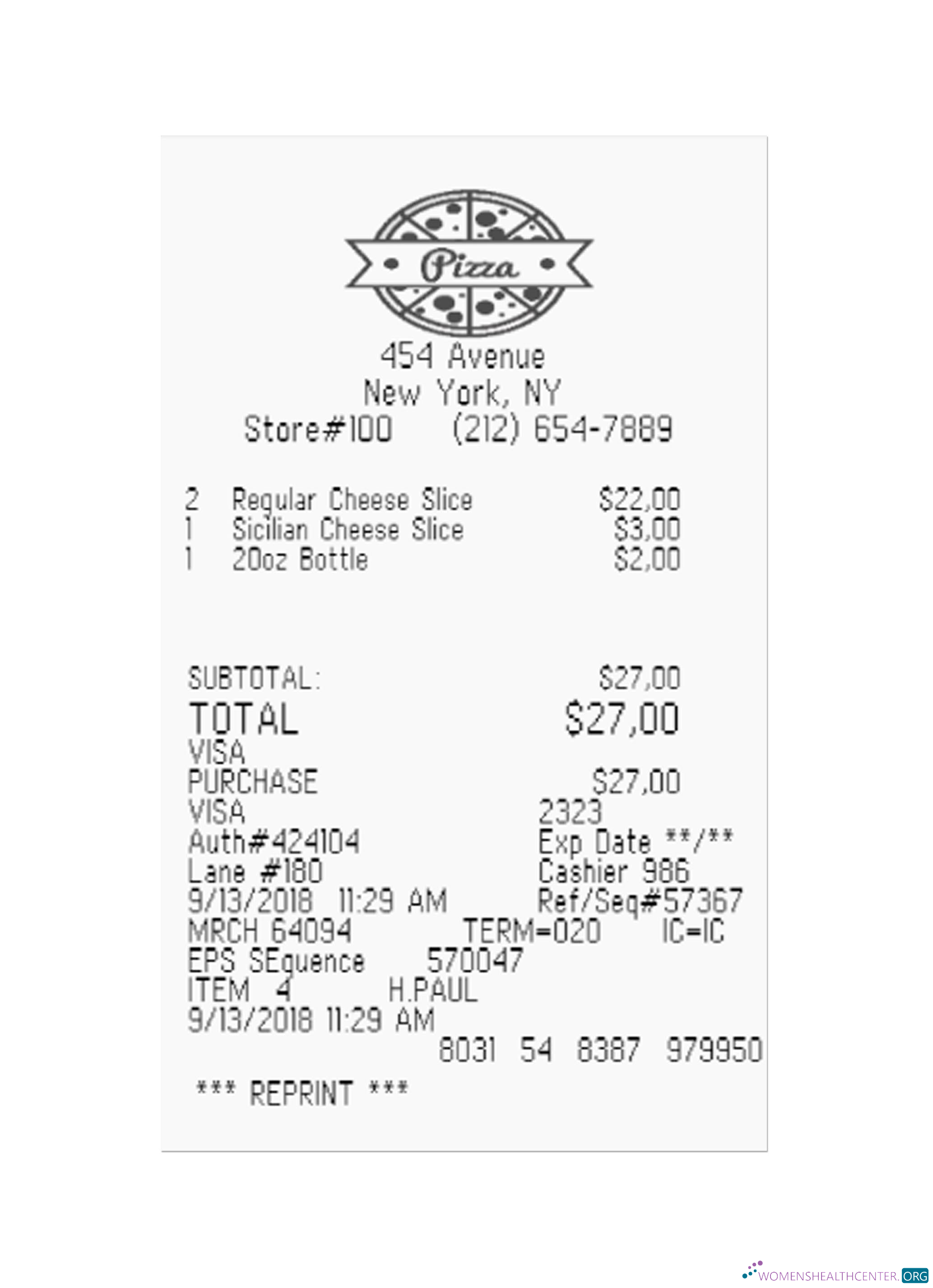 Реалистичный Скачать PIZZA Receipt Photoshop Шаблон
