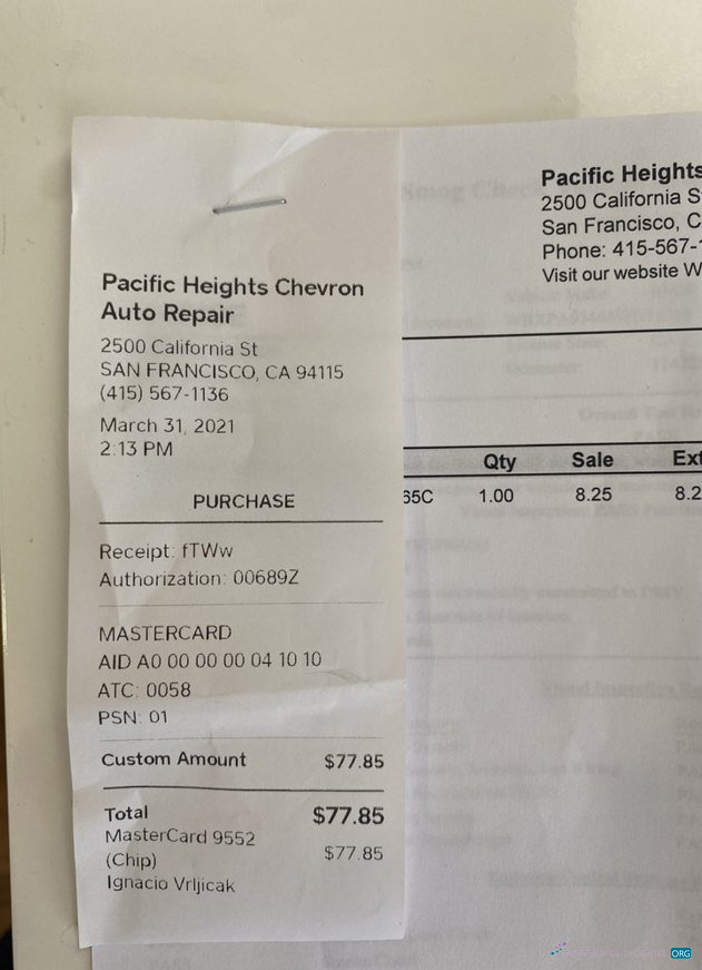 Качественный Скачать Pacific Heights Chevron Auto Repair Payment Receipt Photoshop Шаблон