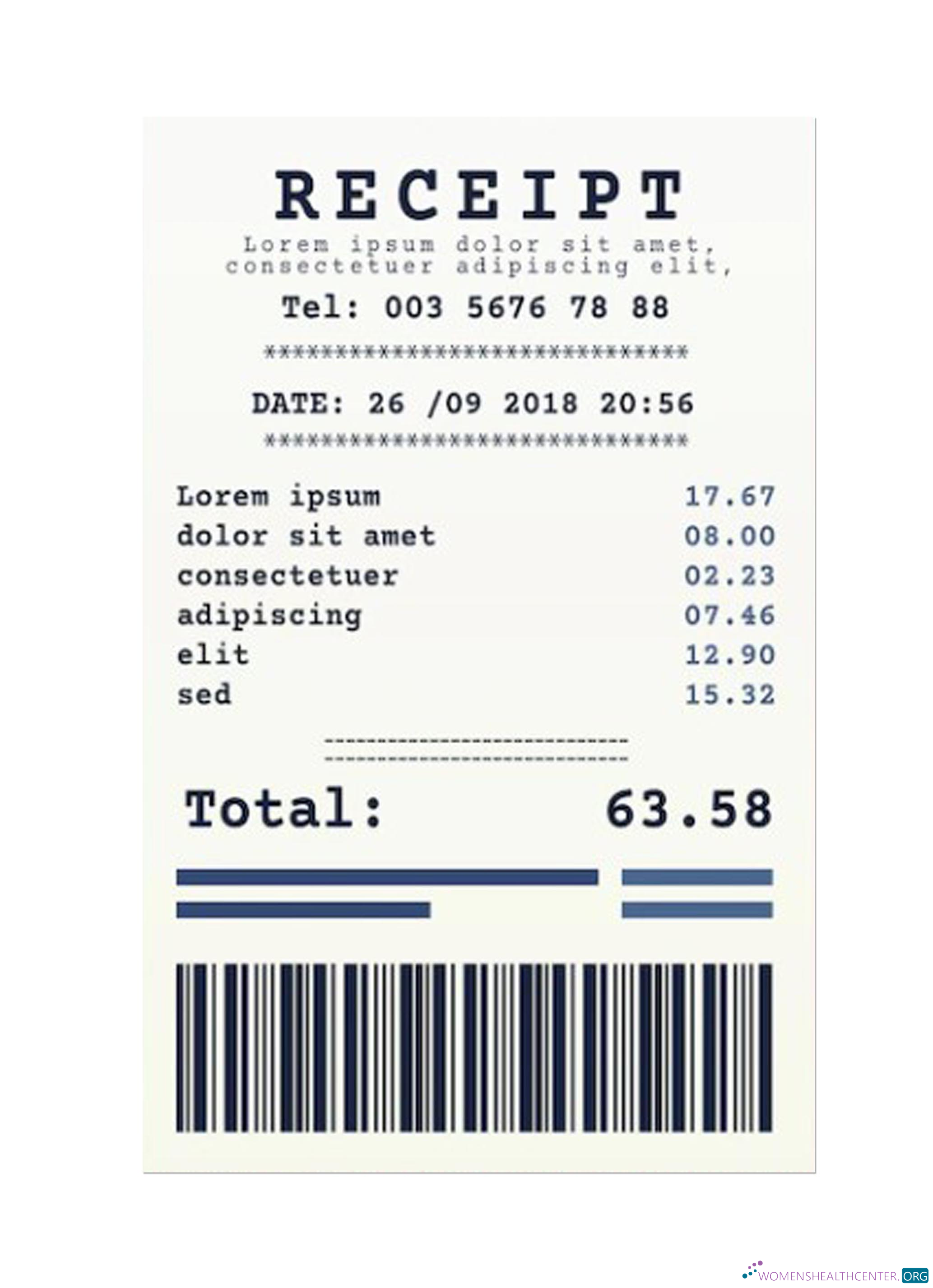 Качественный Скачать RECEIPT Sample Photoshop Шаблон