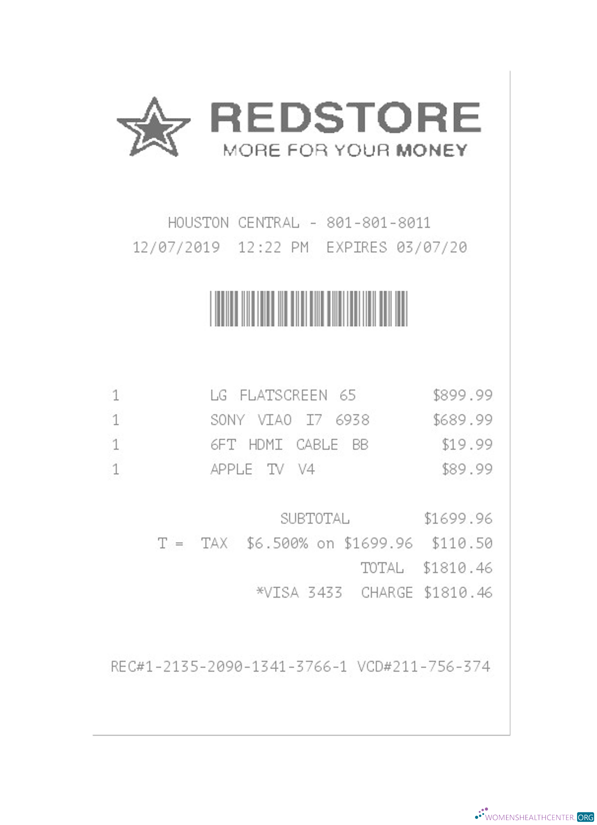 Редактируемый Скачать REDSTORE Payment Check Photoshop Шаблон