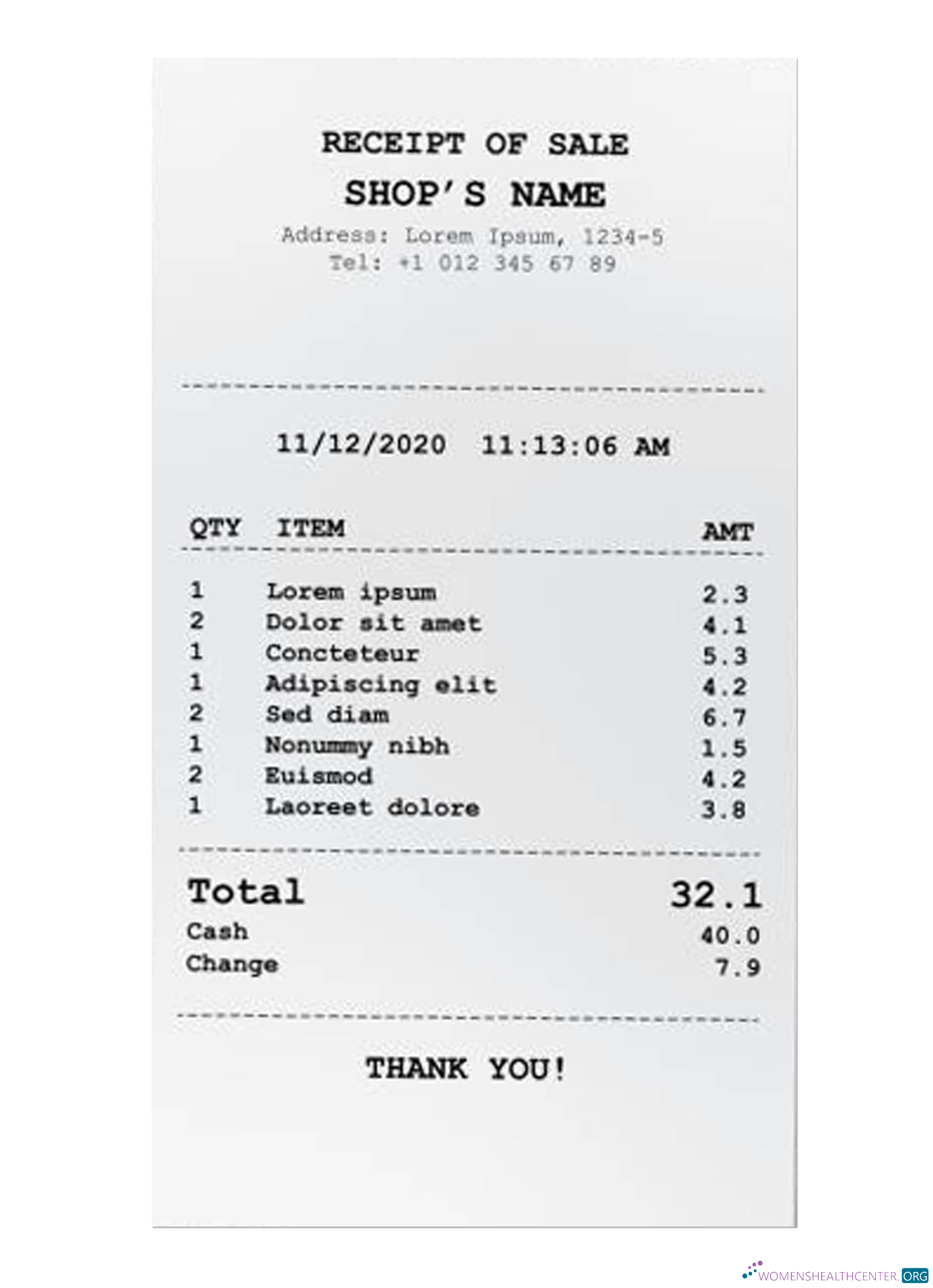 Реалистичный Скачать SHOP'S Payment Receipt Photoshop Шаблон