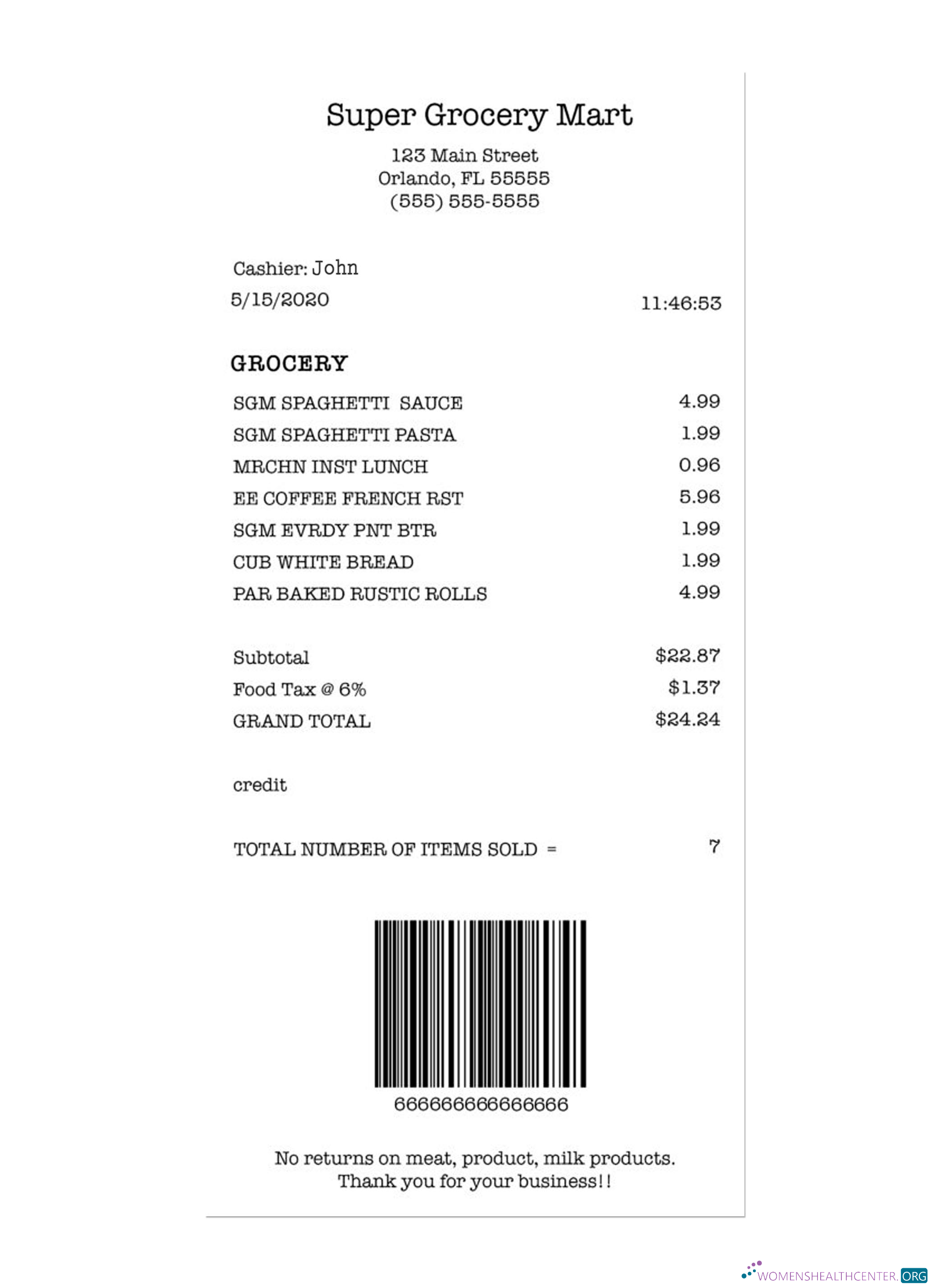 Редактируемый Скачать SUPER GROCERY MART Payment Check Photoshop Шаблон
