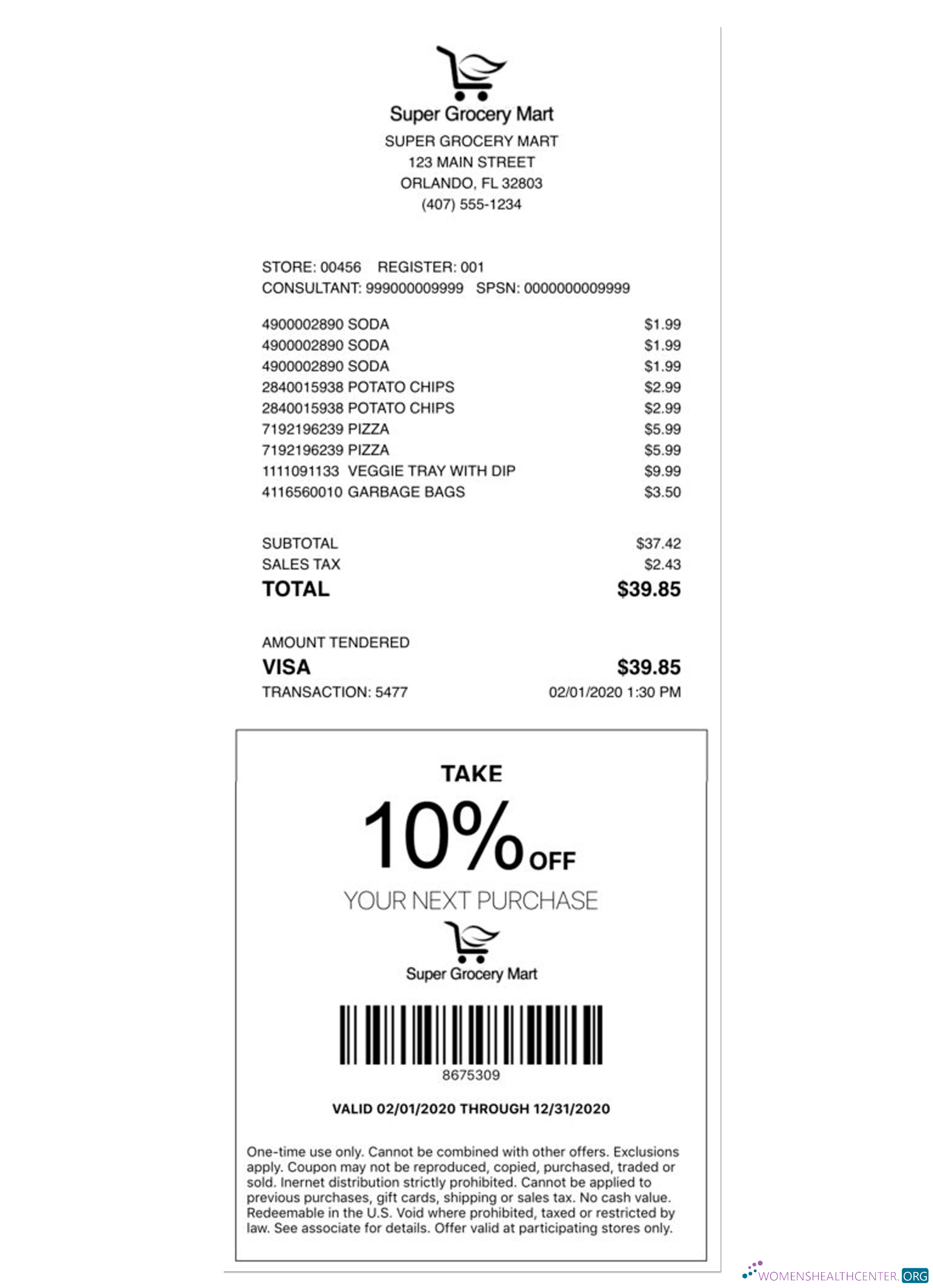 Премиум Скачать SUPER GROCERY MART Payment Receipt Photoshop Шаблон
