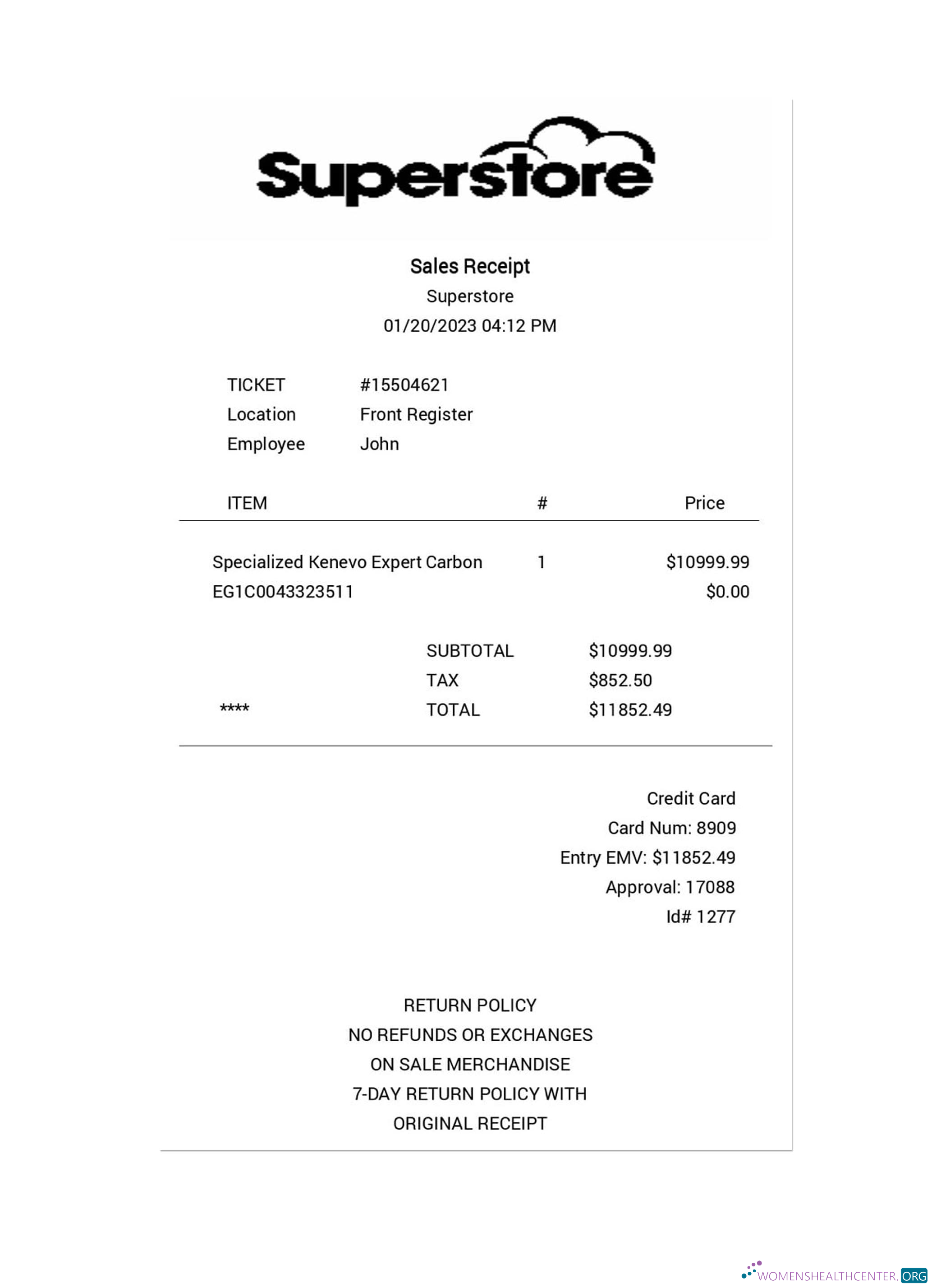 Редактируемый Скачать SUPERSTORE Payment Receipt Photoshop Шаблон
